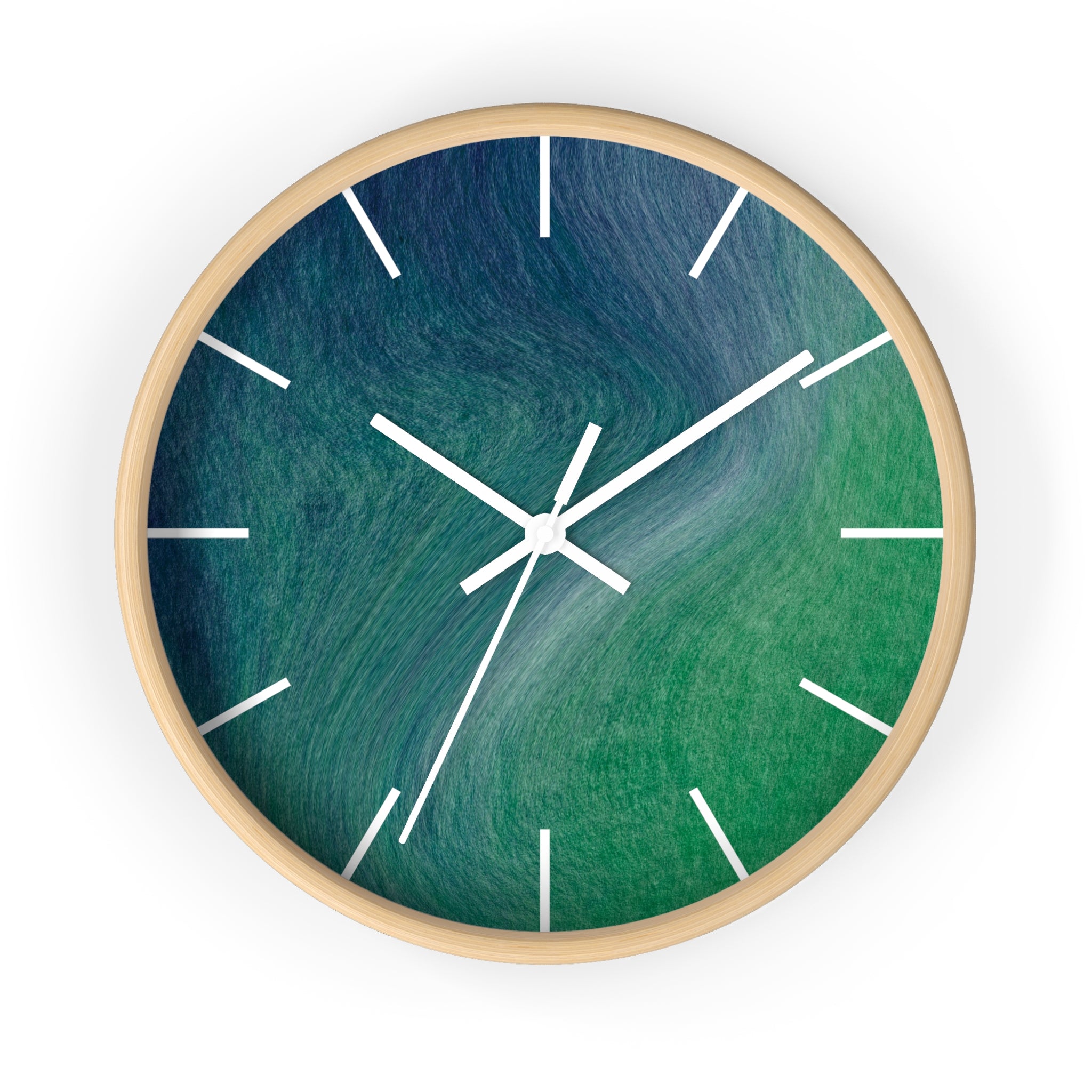 Green Wood Wall Clock | Blue 10" Round Clock
