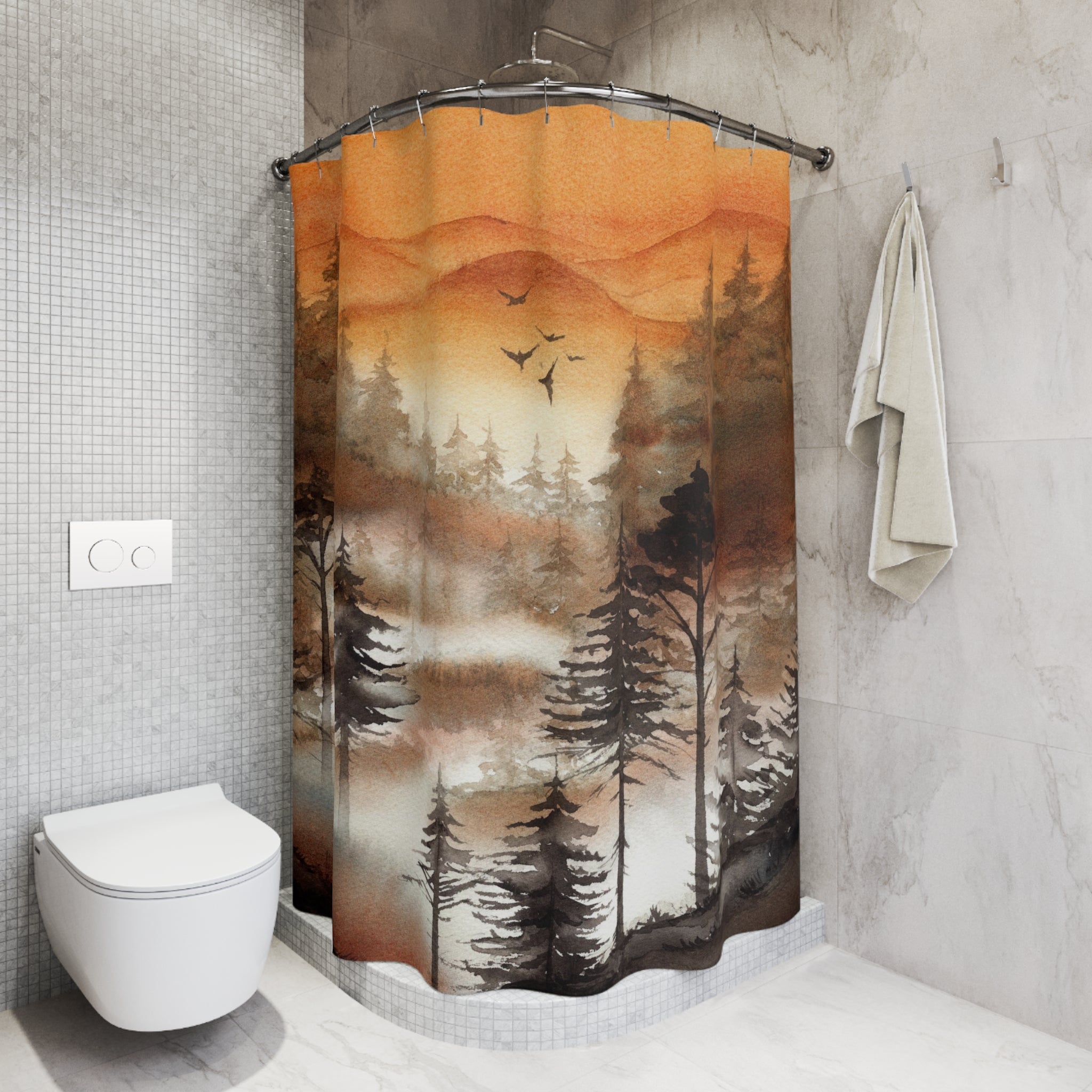 Boho Shower Curtain | Mountain Forest Nature