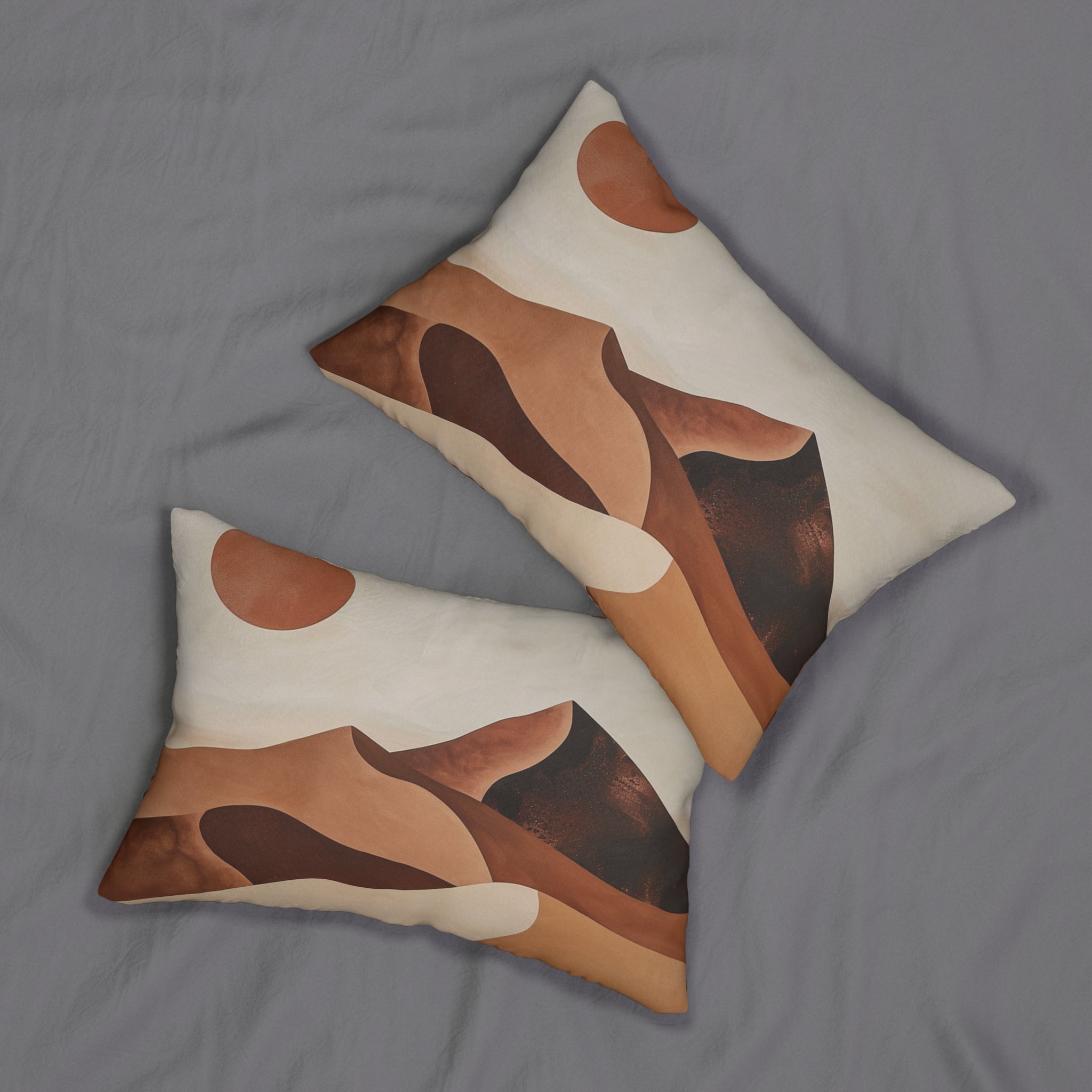 Abstract Boho Lumbar Pillow | Desert Sun Beige Brown Nature