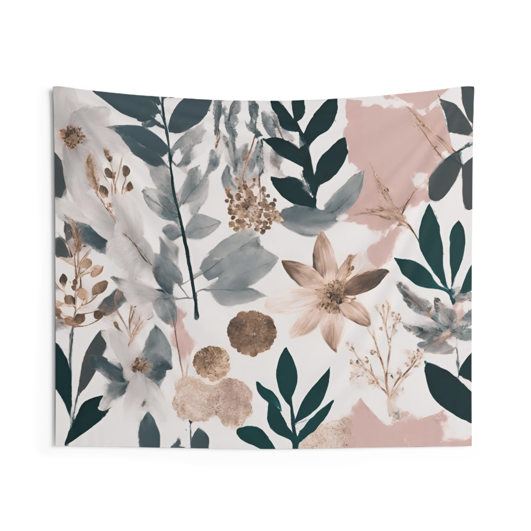 Abstract Floral Wall Hanging Fabric Tapestry; Watercolor