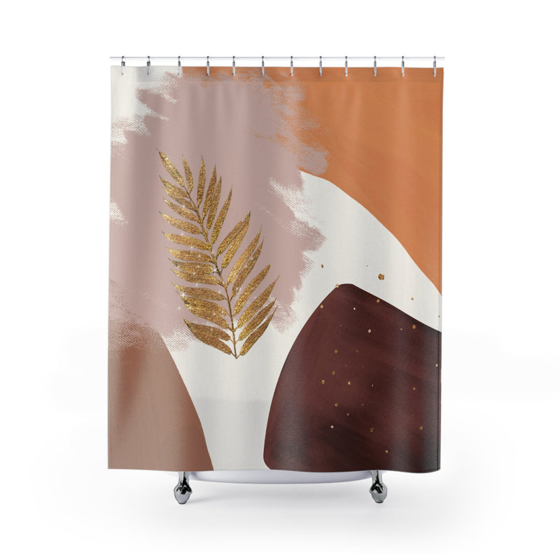 Boho Floral Shower Curtain | Modern Boho Burgundy, Muted Pink Orange
