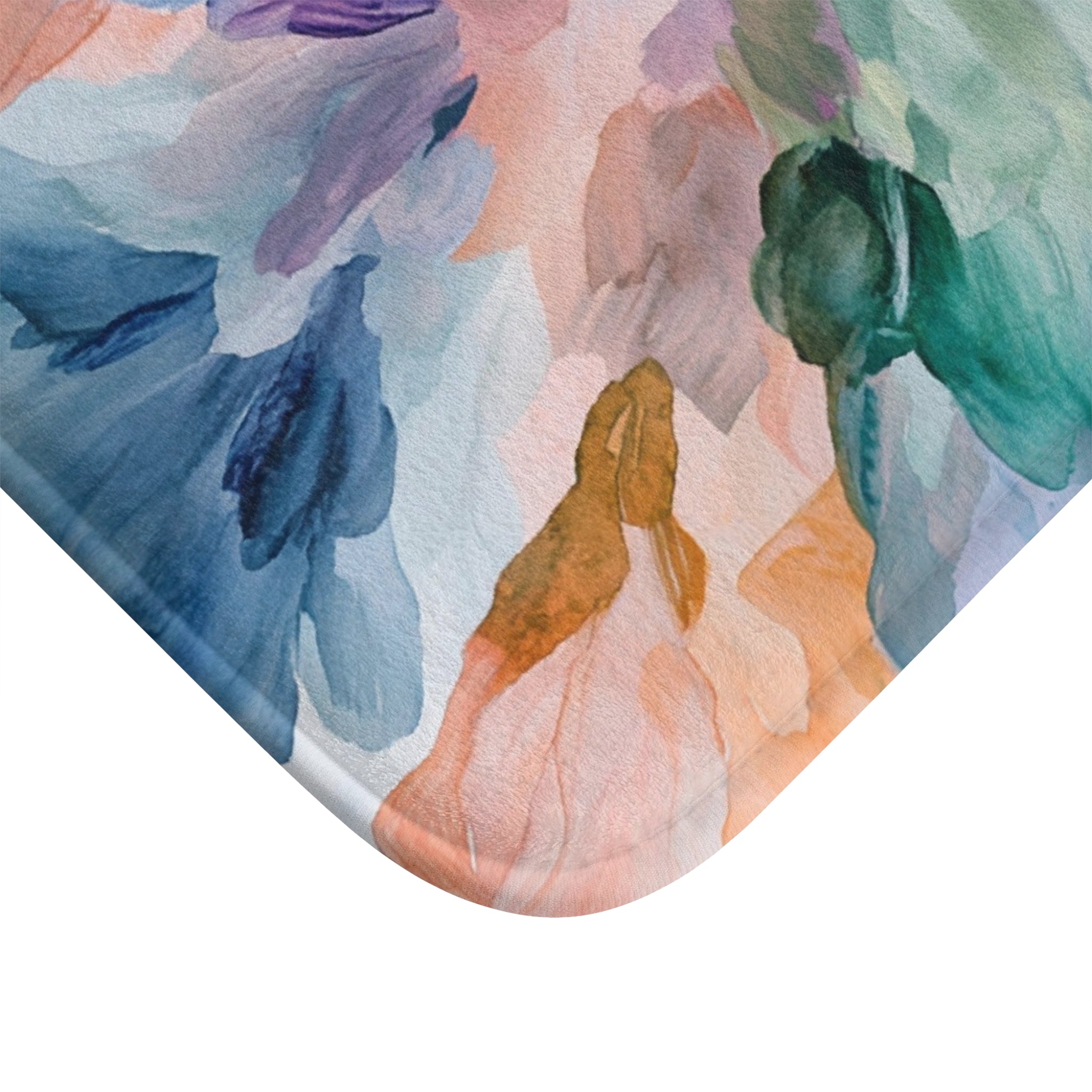 Colorful Bath Mat | Abstract Art, Peach Blush Green Blue White Kitchen Mat