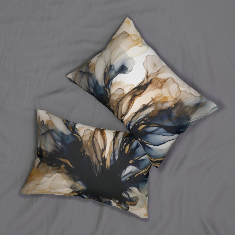 Abstract Lumbar Pillow | Navy Blue, Beige Ombre