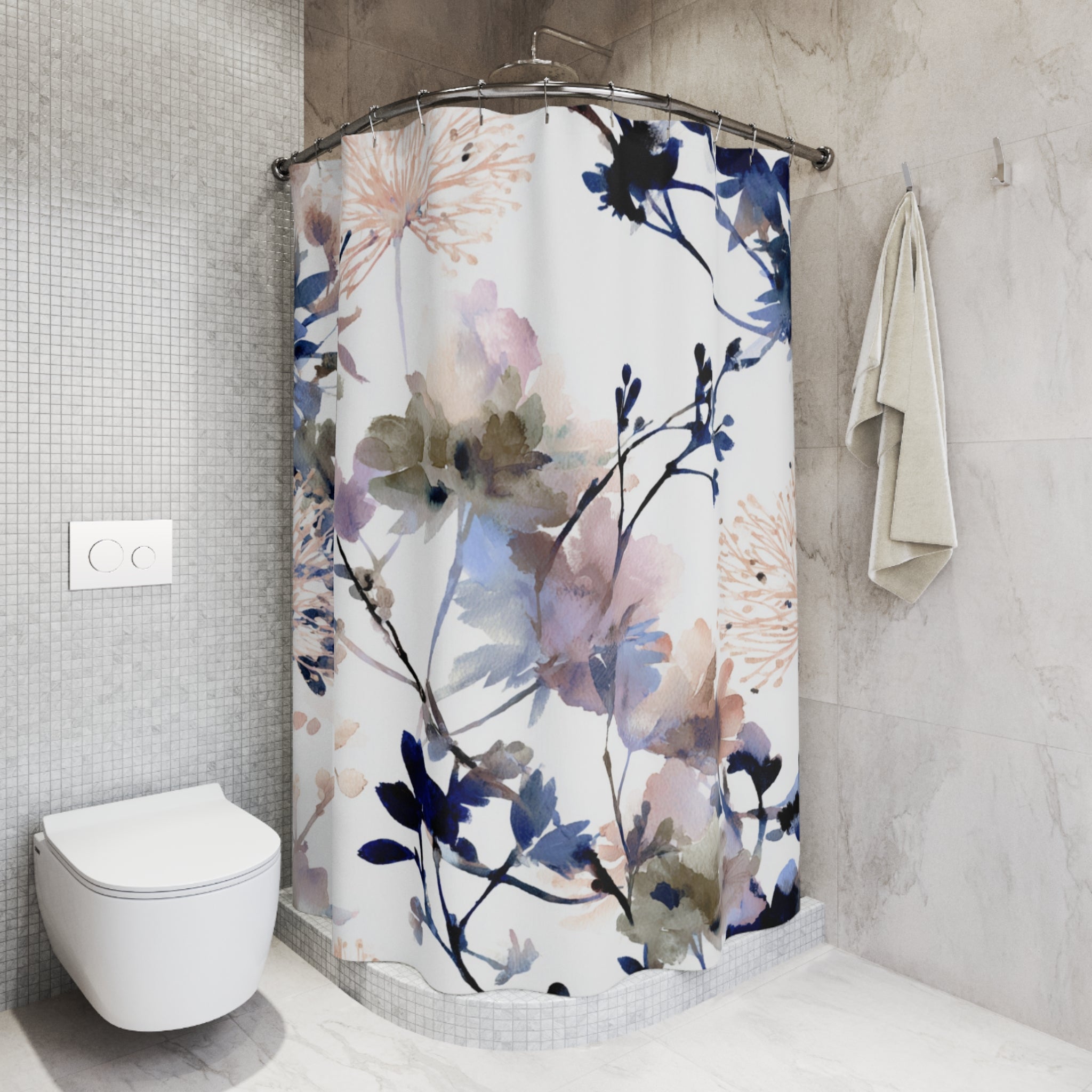 Abstract Shower Curtain | Artsy Floral Watercolor
