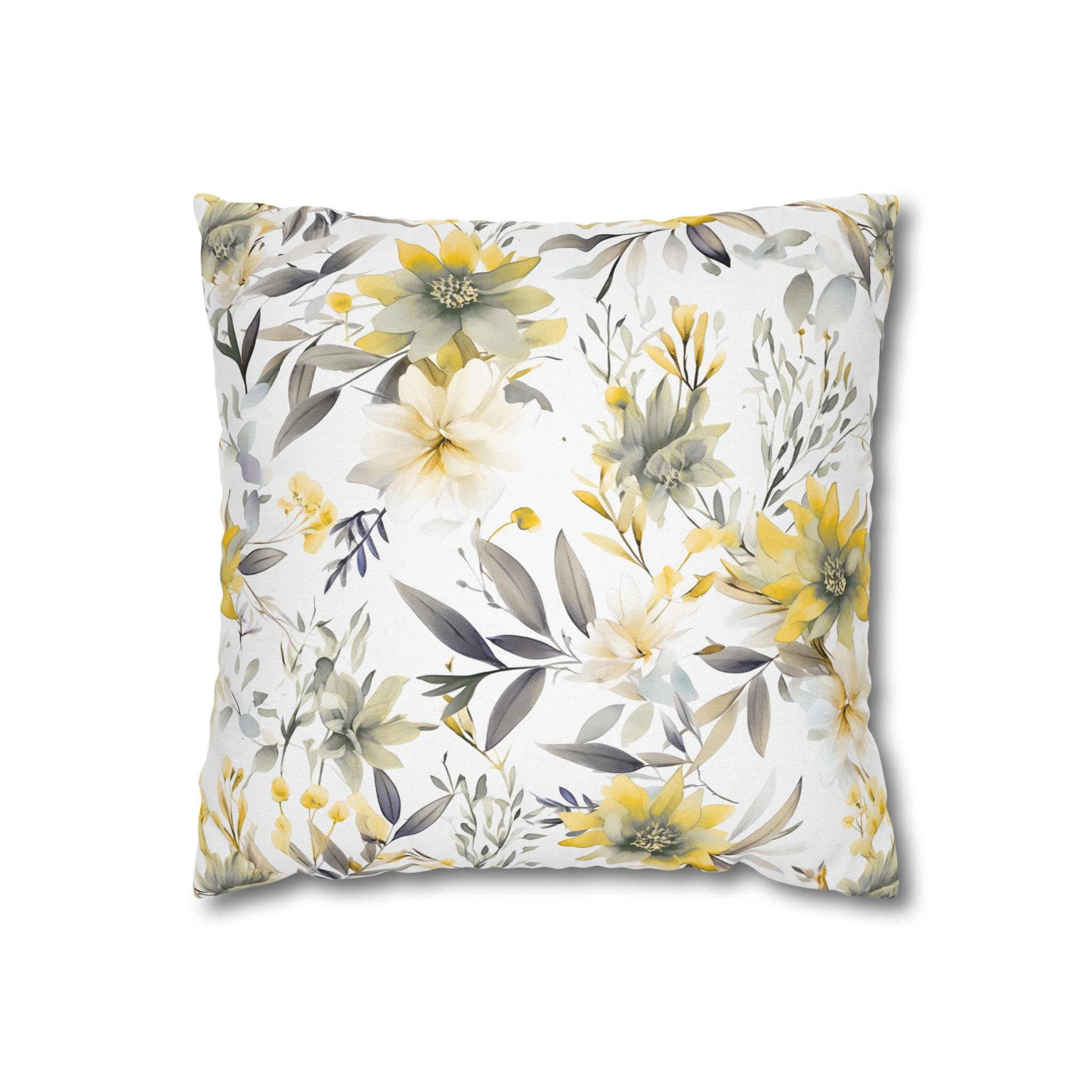 Floral Pillow Cover | Wildflowers, Yellow White Pillowcase