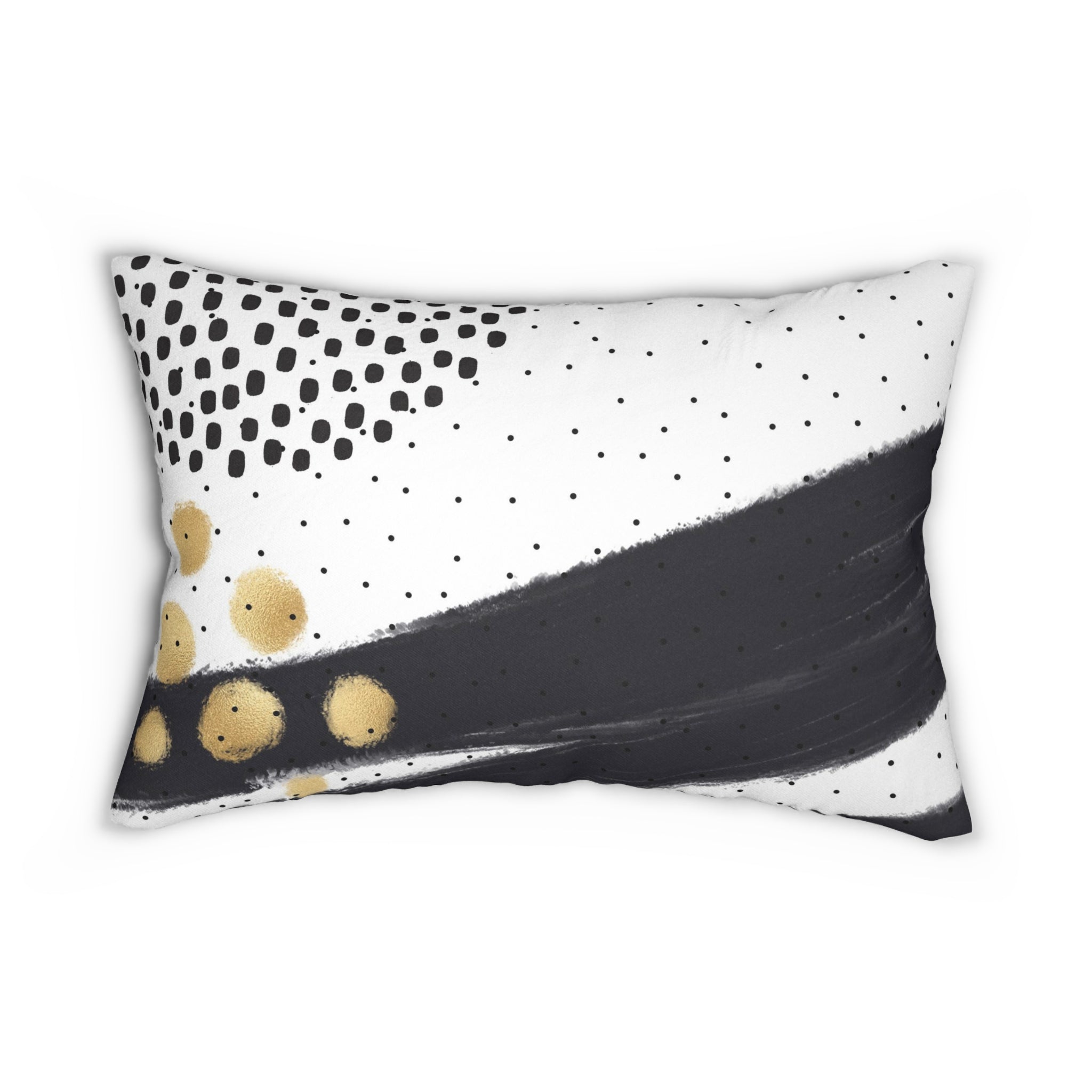 Abstract Lumbar Pillow | Black White Gold