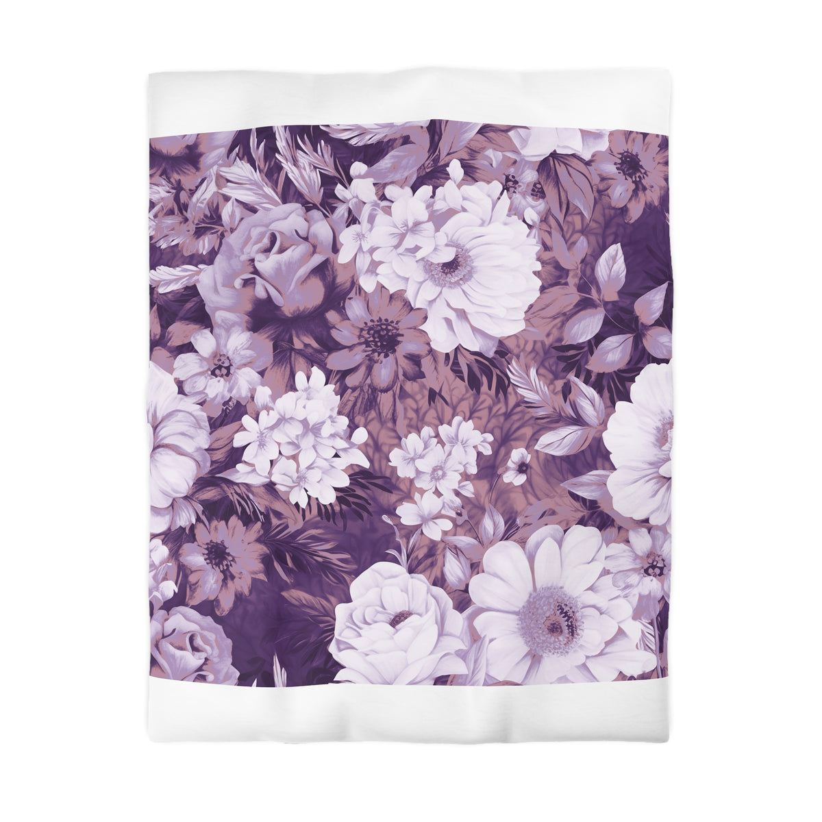 Purple Vintage Floral Duvet Cover | Plum Lilac Peony Rose Bedding