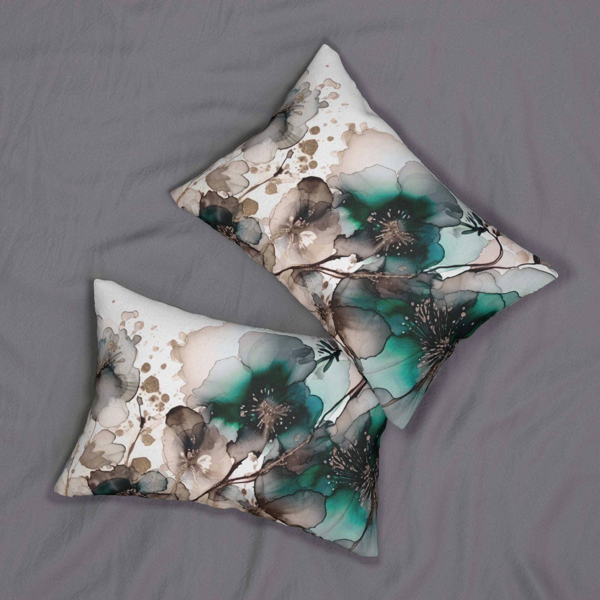 Abstract Watercolor Floral Lumbar Pillow