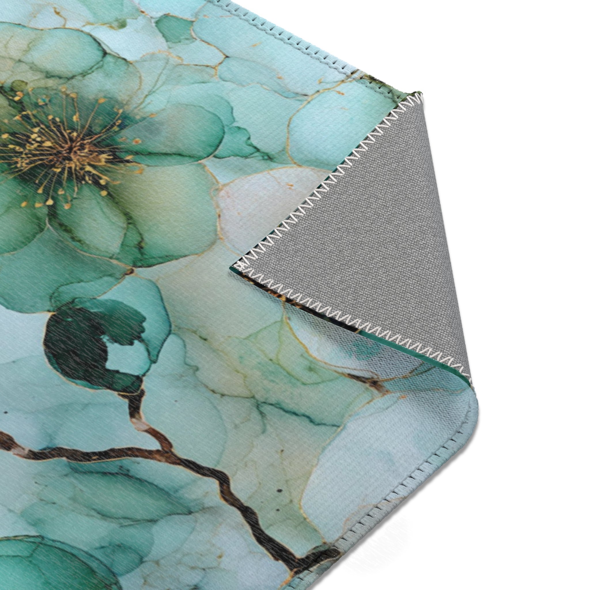 Abstract Area Rug | Floral Green Watercolor Artsy Rug