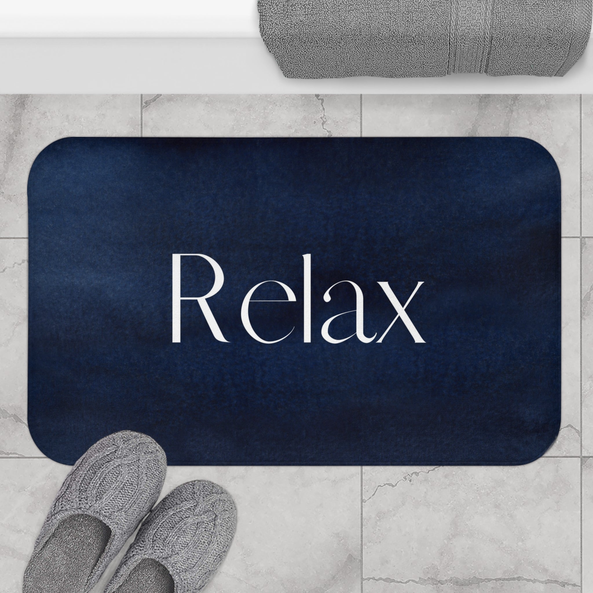 Navy Blue Bath Mat | Relax, Zen Kitchen Mat