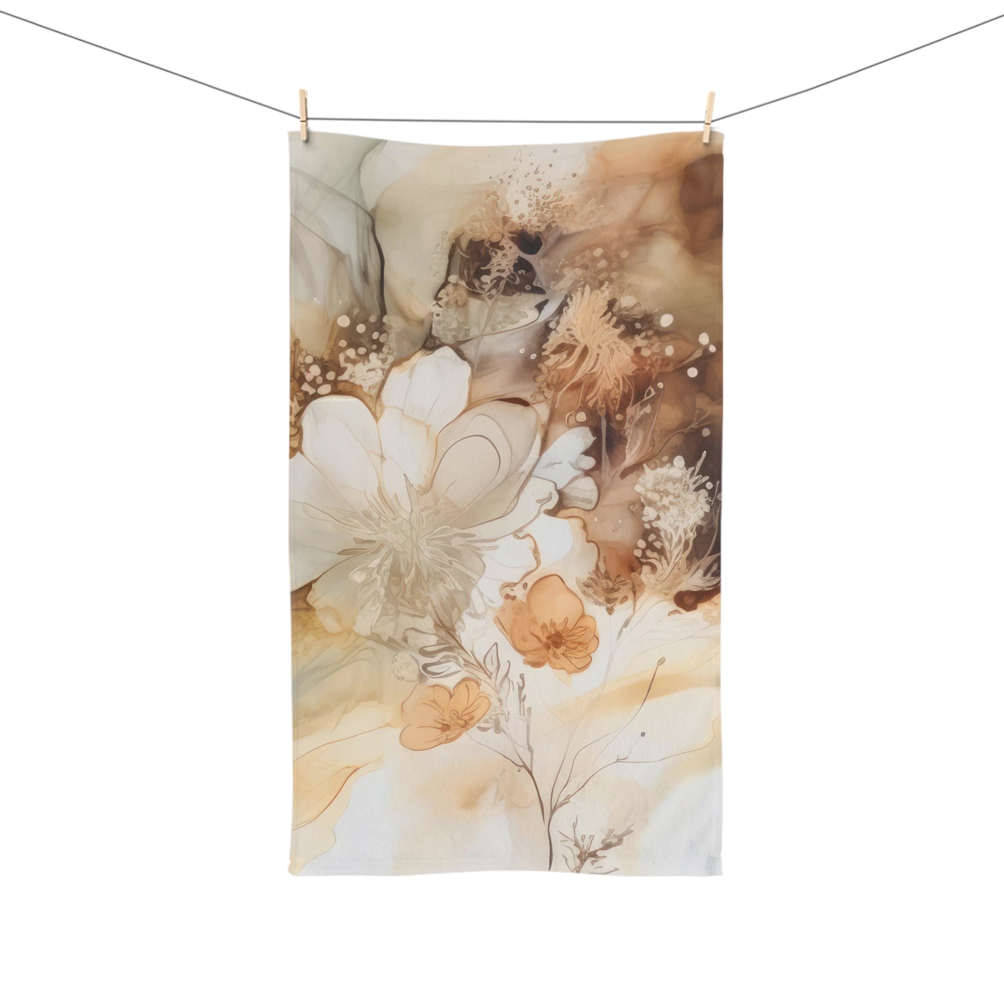 Abstract Kitchen, Bath Hand Towel | Neutral Rust Ombre Liquid Alcohol Ink