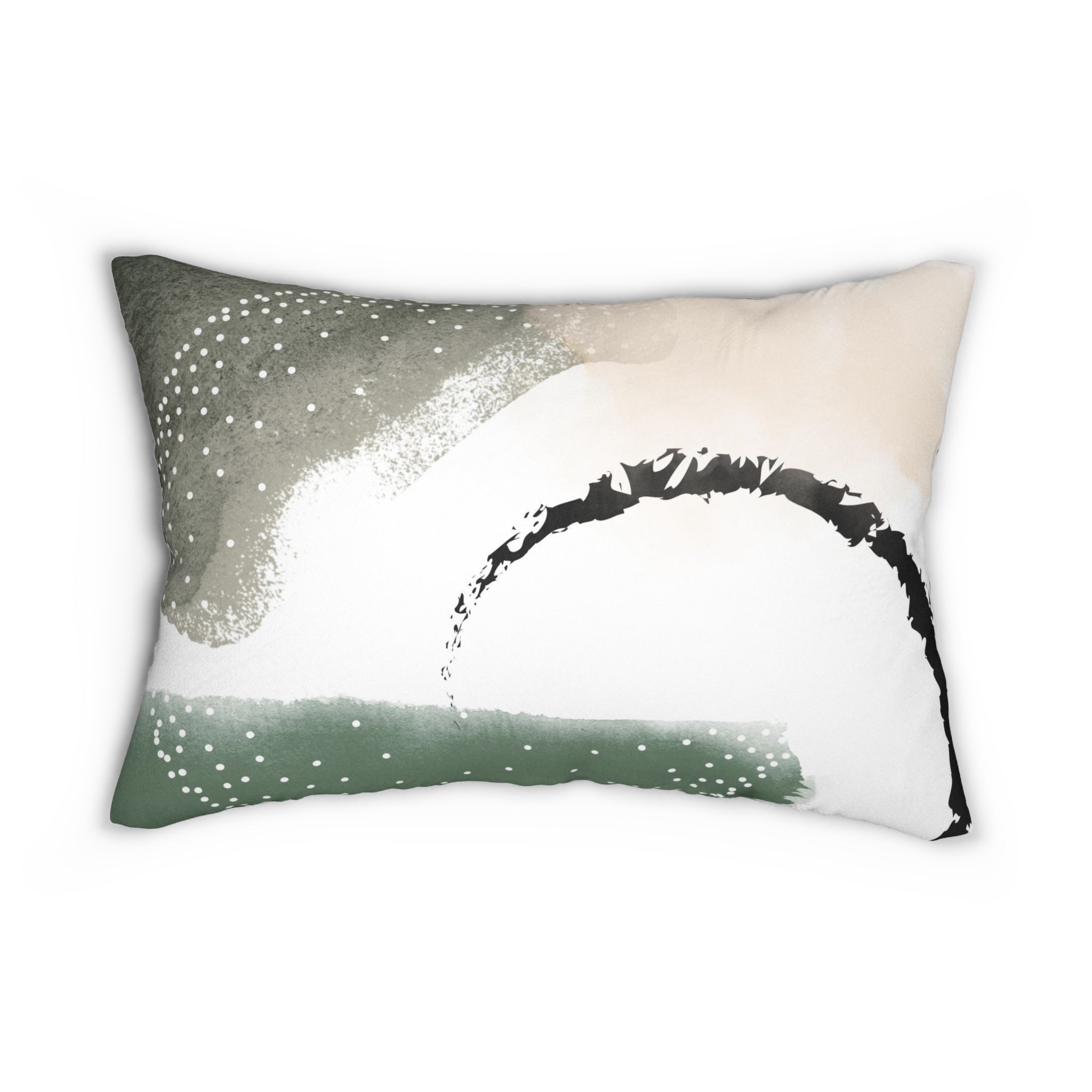 Abstract Lumbar Pillow | Sage Green White Black