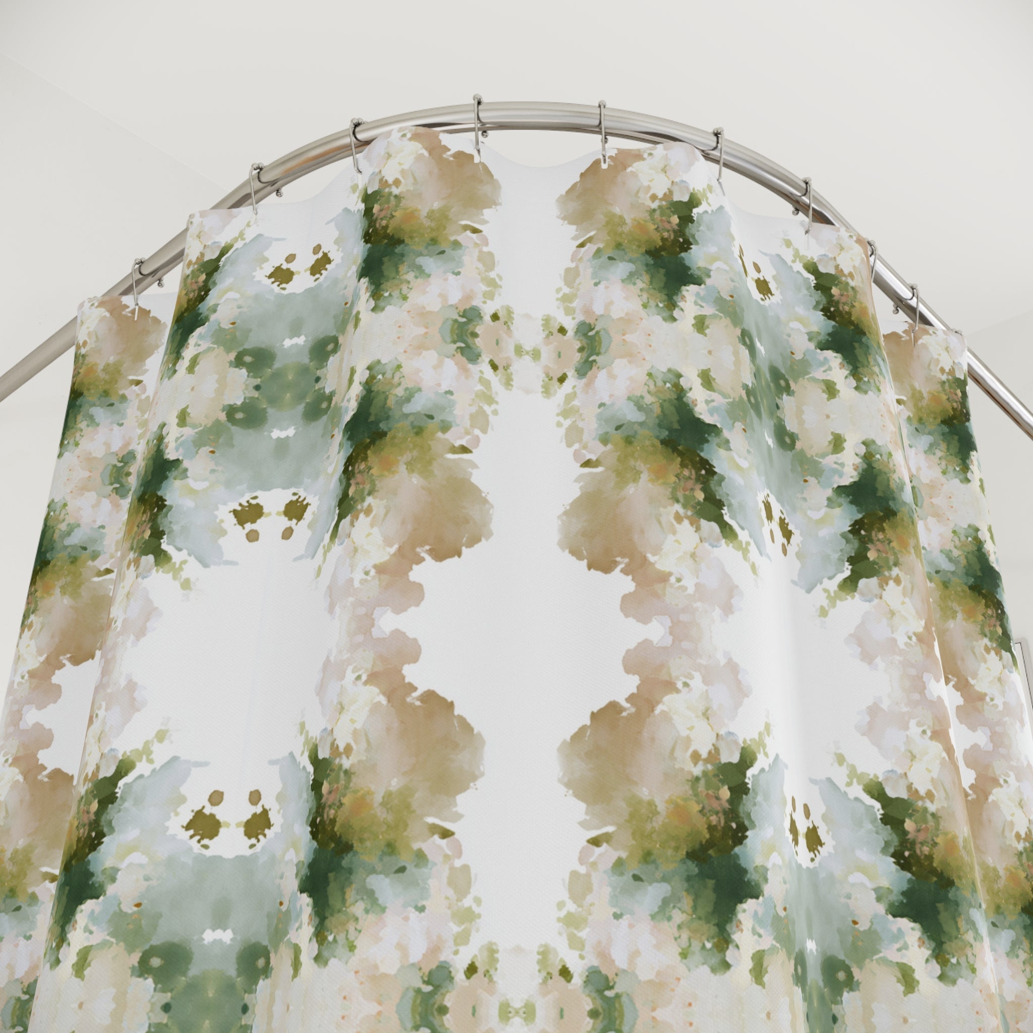 Earthy Sage Green Abstract Watercolor Shower Curtain