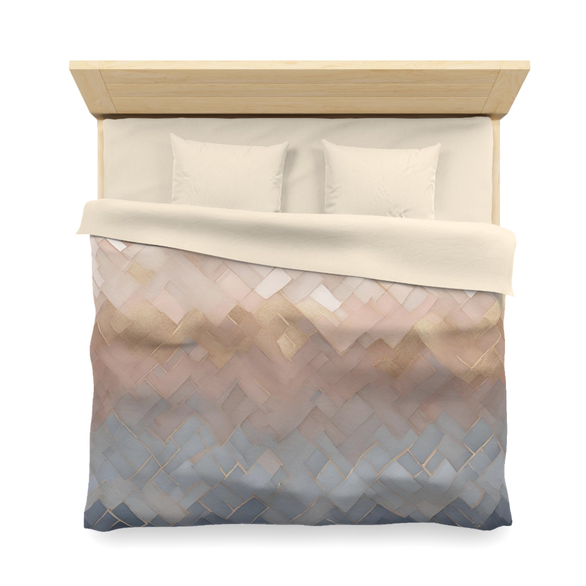 Abstract Duvet Pillow Cover Set | Pastel Blue, Blush Pink Ombre Geometric