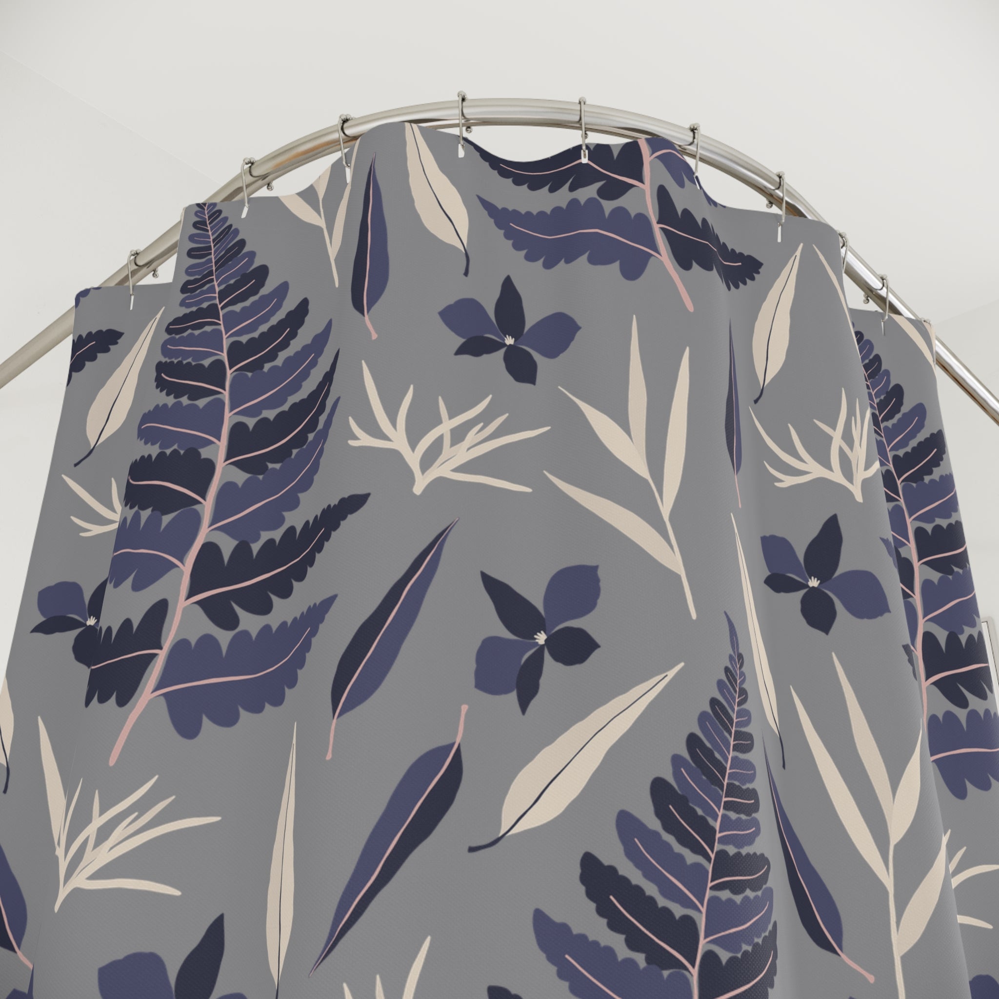 Boho Shower Curtain | Winter Scandinavian Leaves