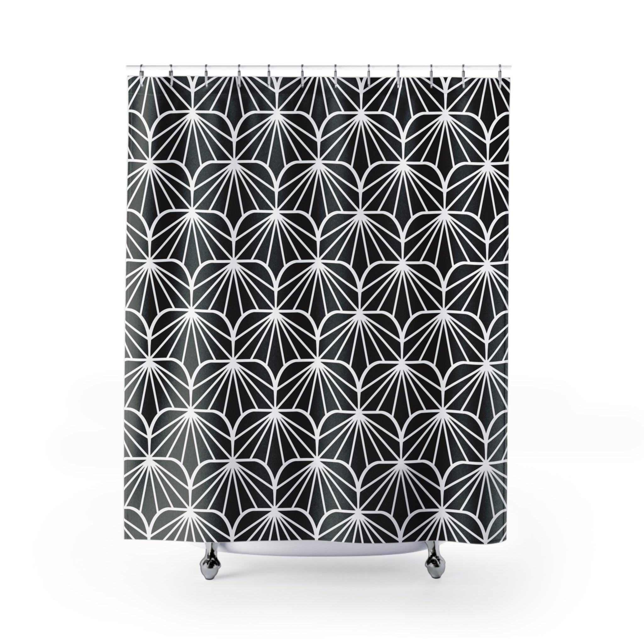 Black and White fabric shower curtain | Art Deco Bath Decor