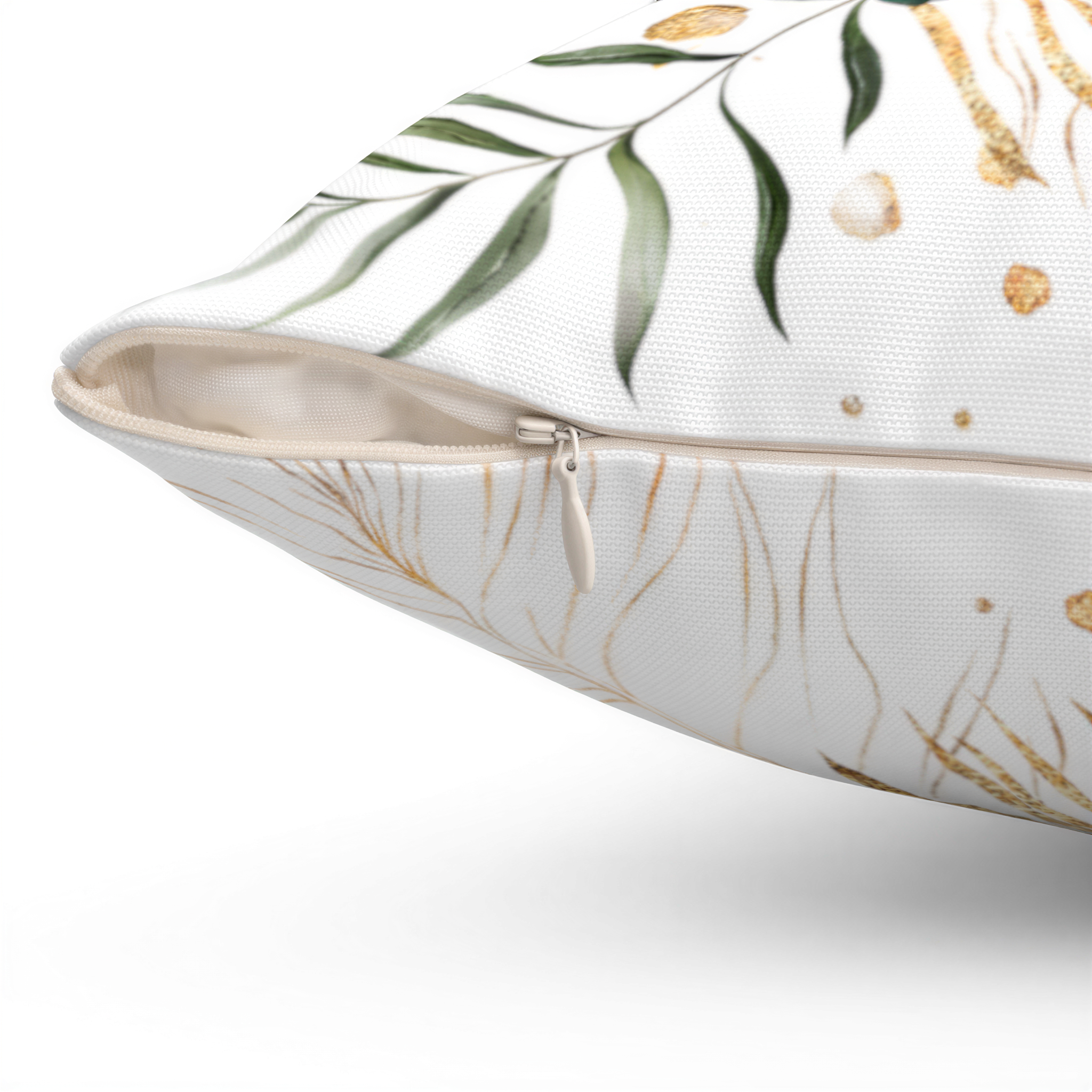 Floral Boho Pillow Cover Sage Forest Green Gold
