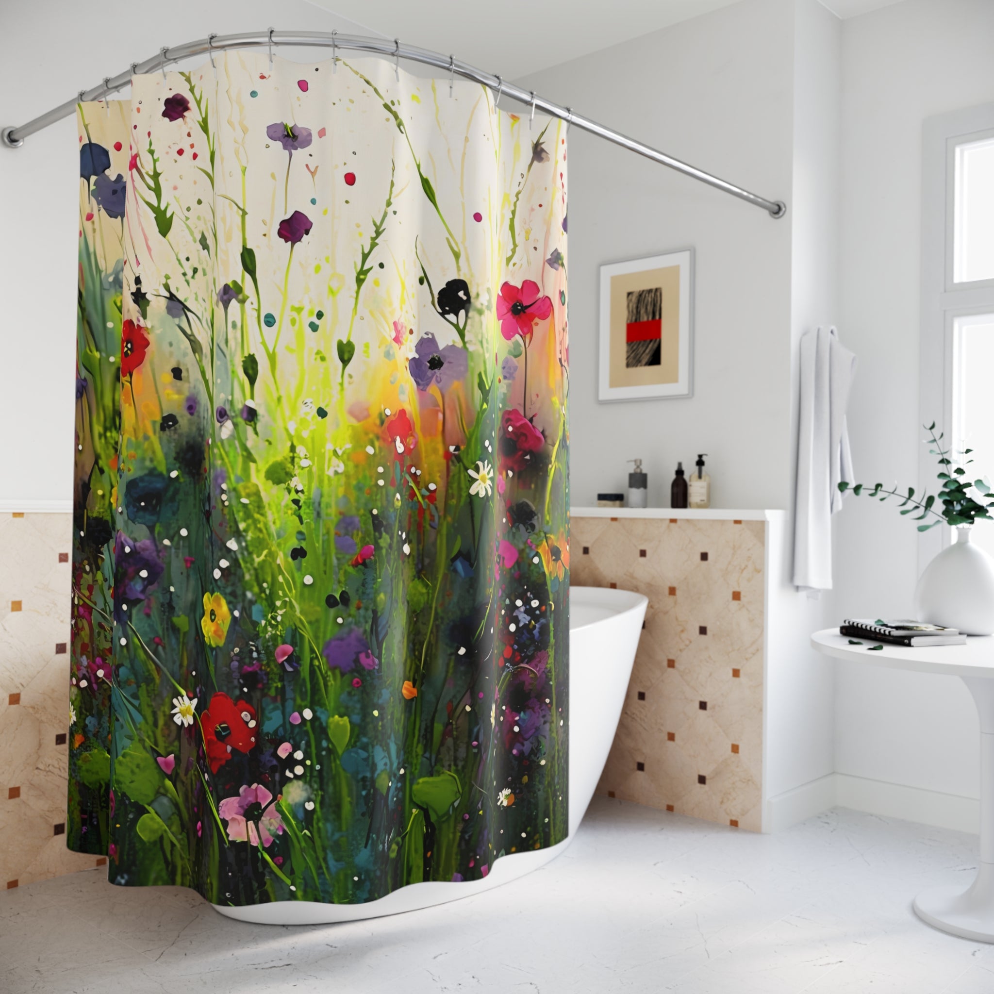 Wildflowers Shower Curtain | Boho Abstract Floral