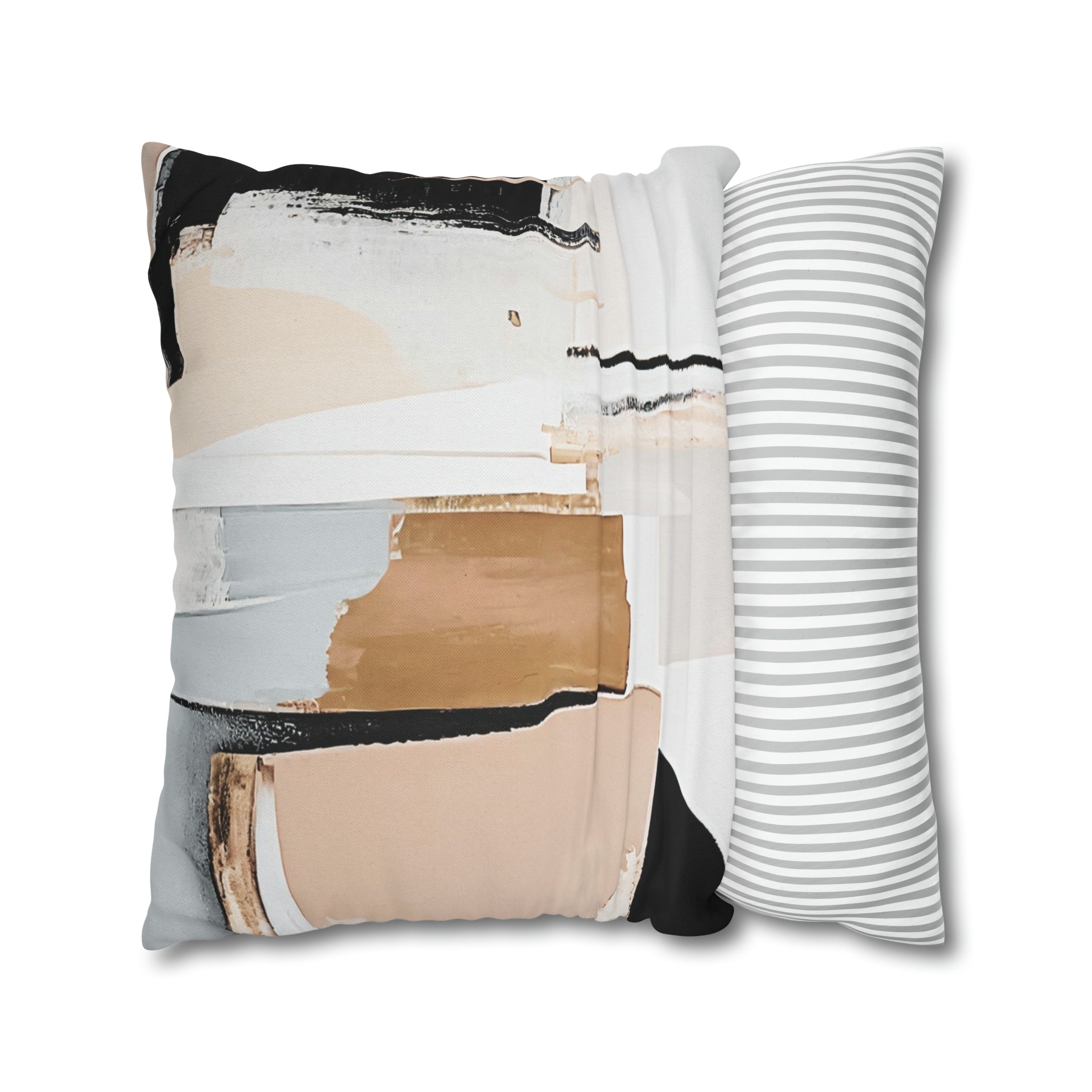 Cushion Throw Pillow Cover | Abstract Beige Grey Black White