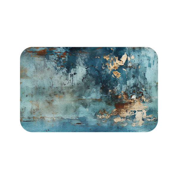 Rustic Bath Mat | Blue Faded Wooden Print