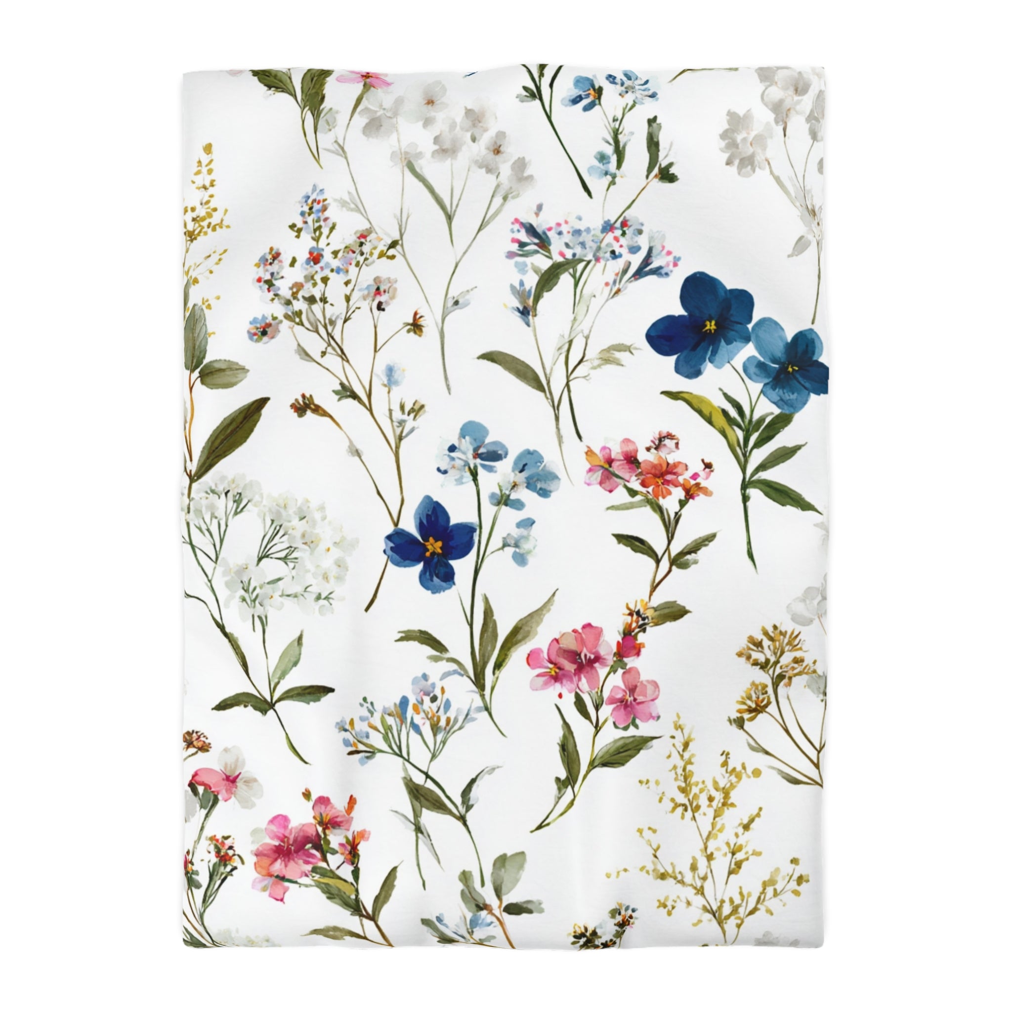 Floral Modern Duvet, Pillow Cover | White Green Bedroom Decor