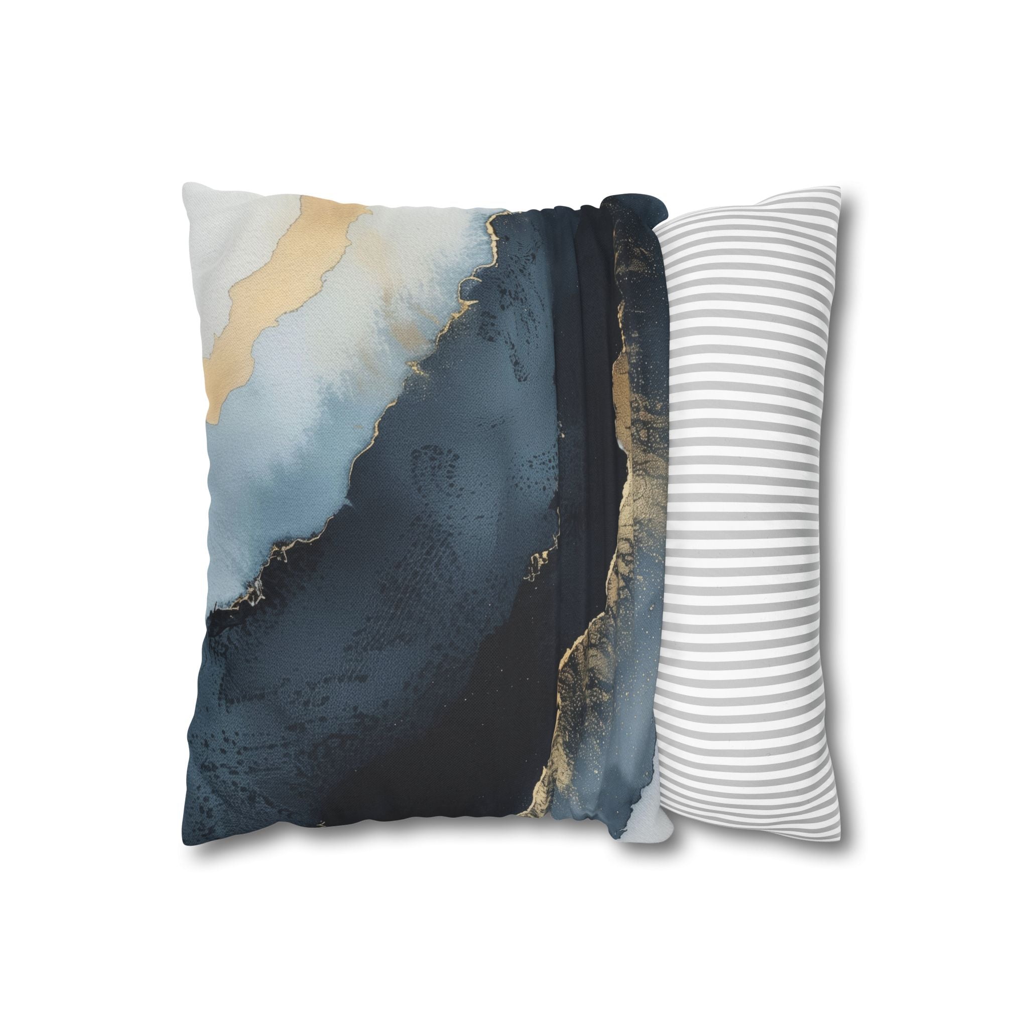 Navy Blue Pillow Cover | Muted Gold Beige White Ombre