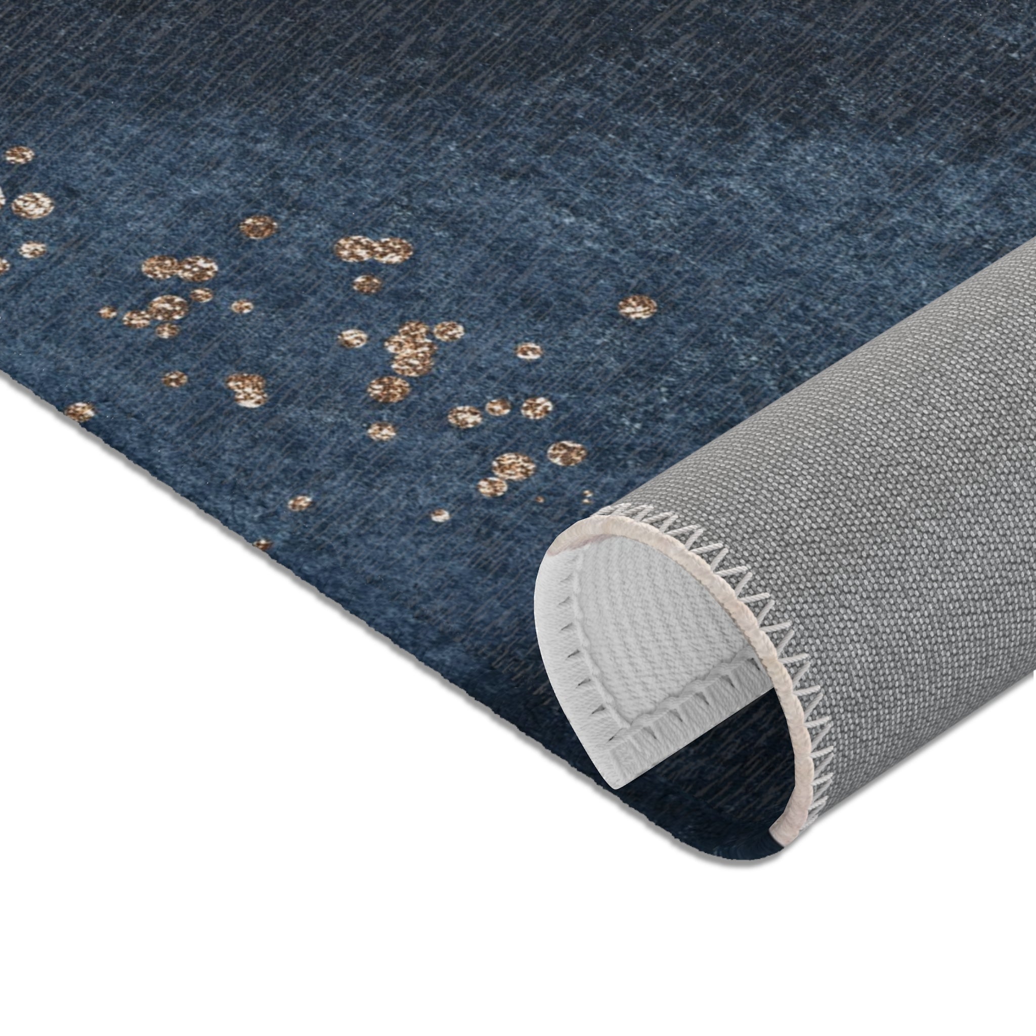 Abstract Area Rug | Navy Blue, Ivory Rust Watercolor Artsy Rug