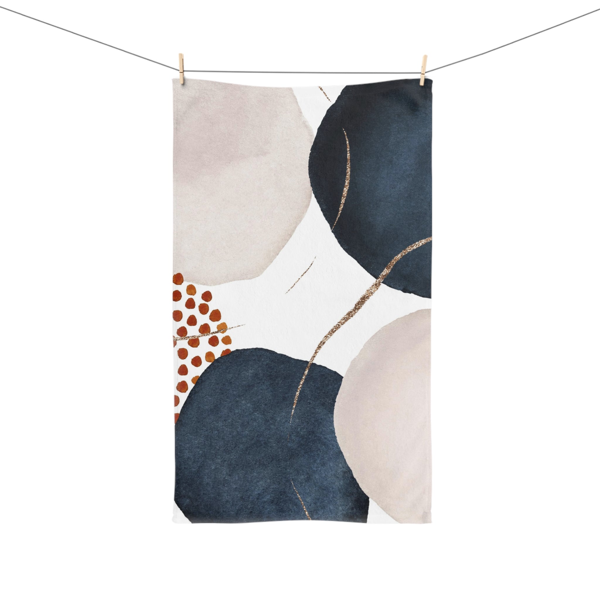 Abstract Kitchen, Bath Hand Towel | Navy Blue, Cream Rust