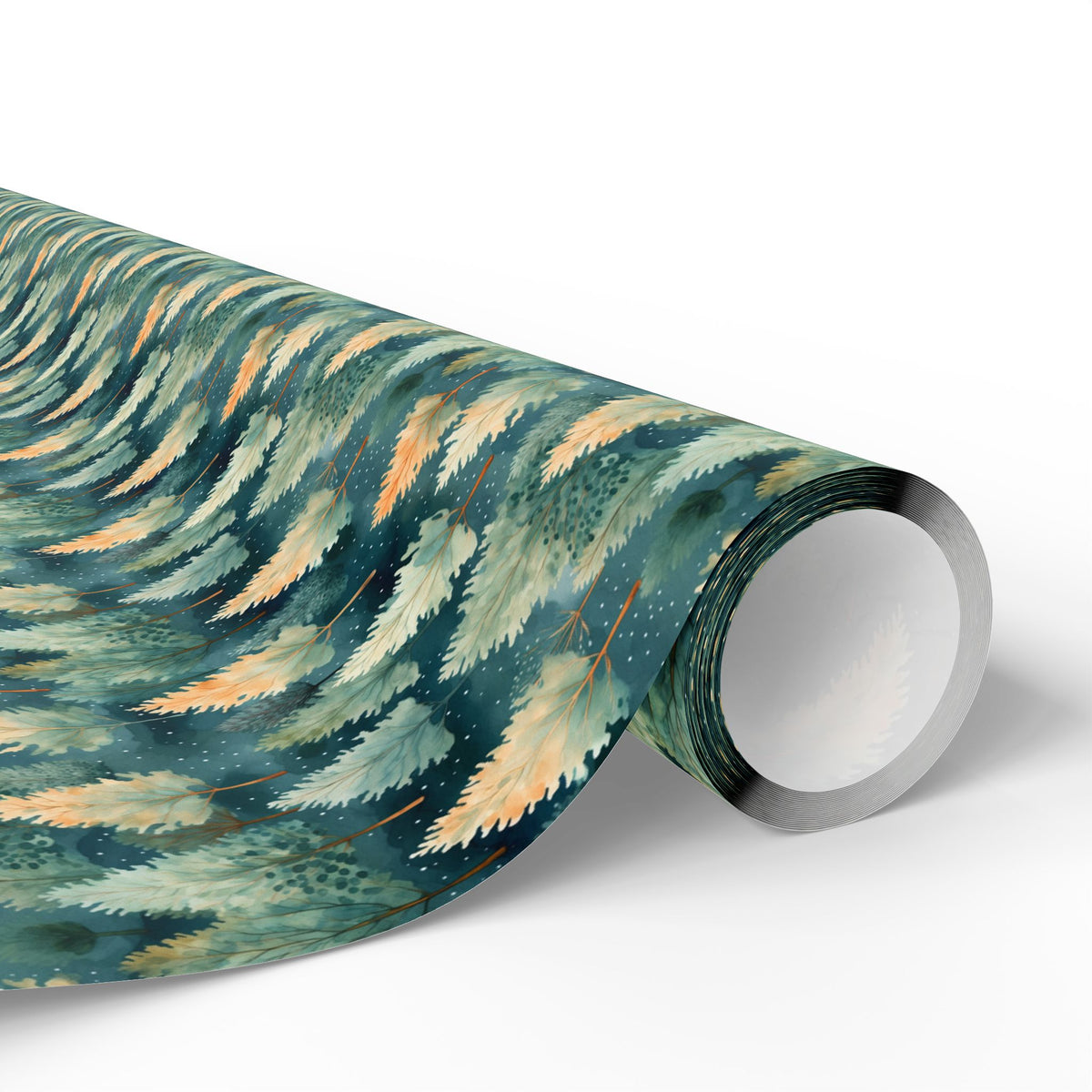 Teal Green Watercolor Forest Wrapping Paper, Gift Wrap