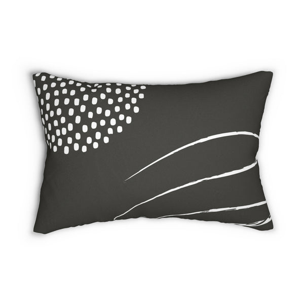 Abstract Lumbar Pillow | Dark Gray, White Mid Century