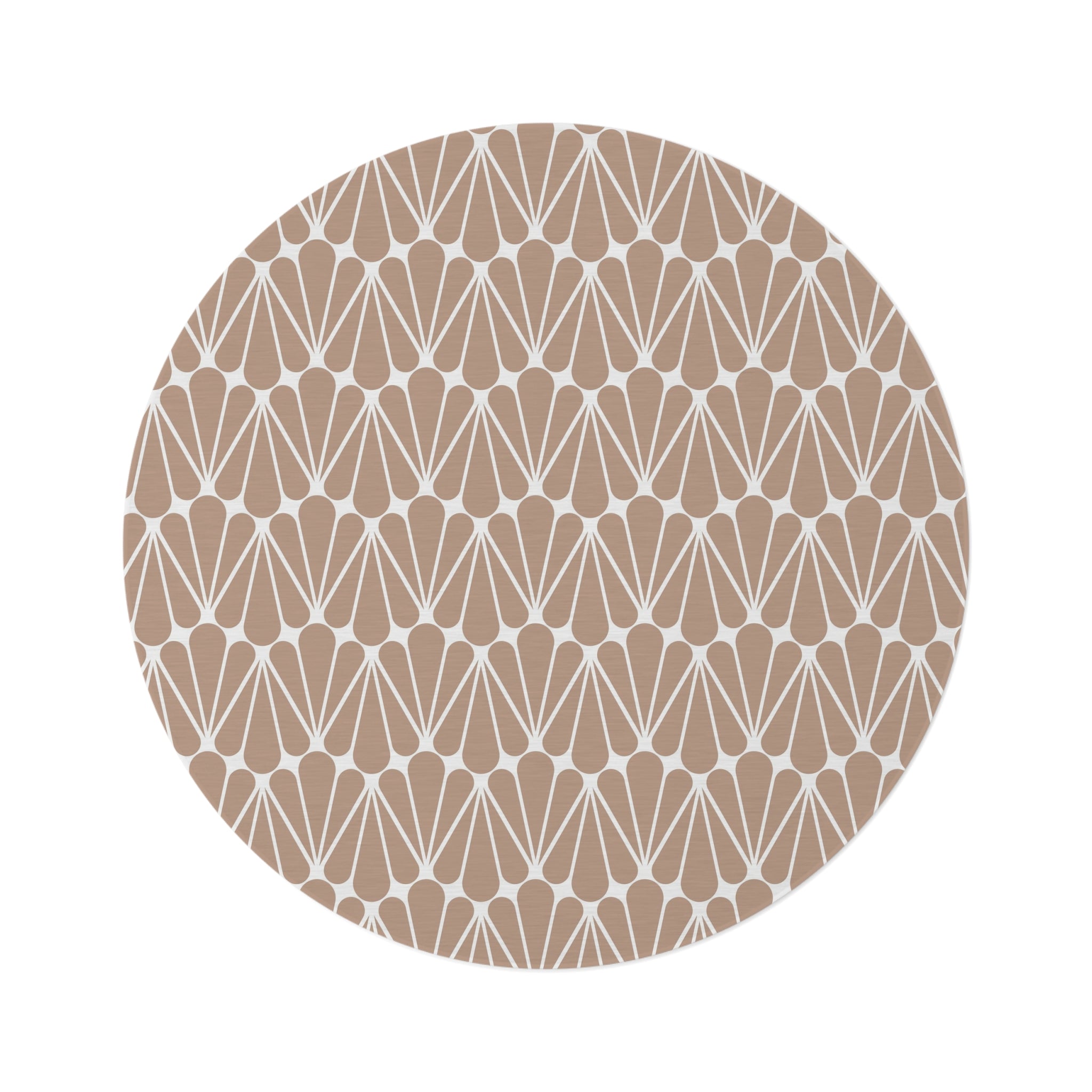 Round Area Rug | Beige White Geometric