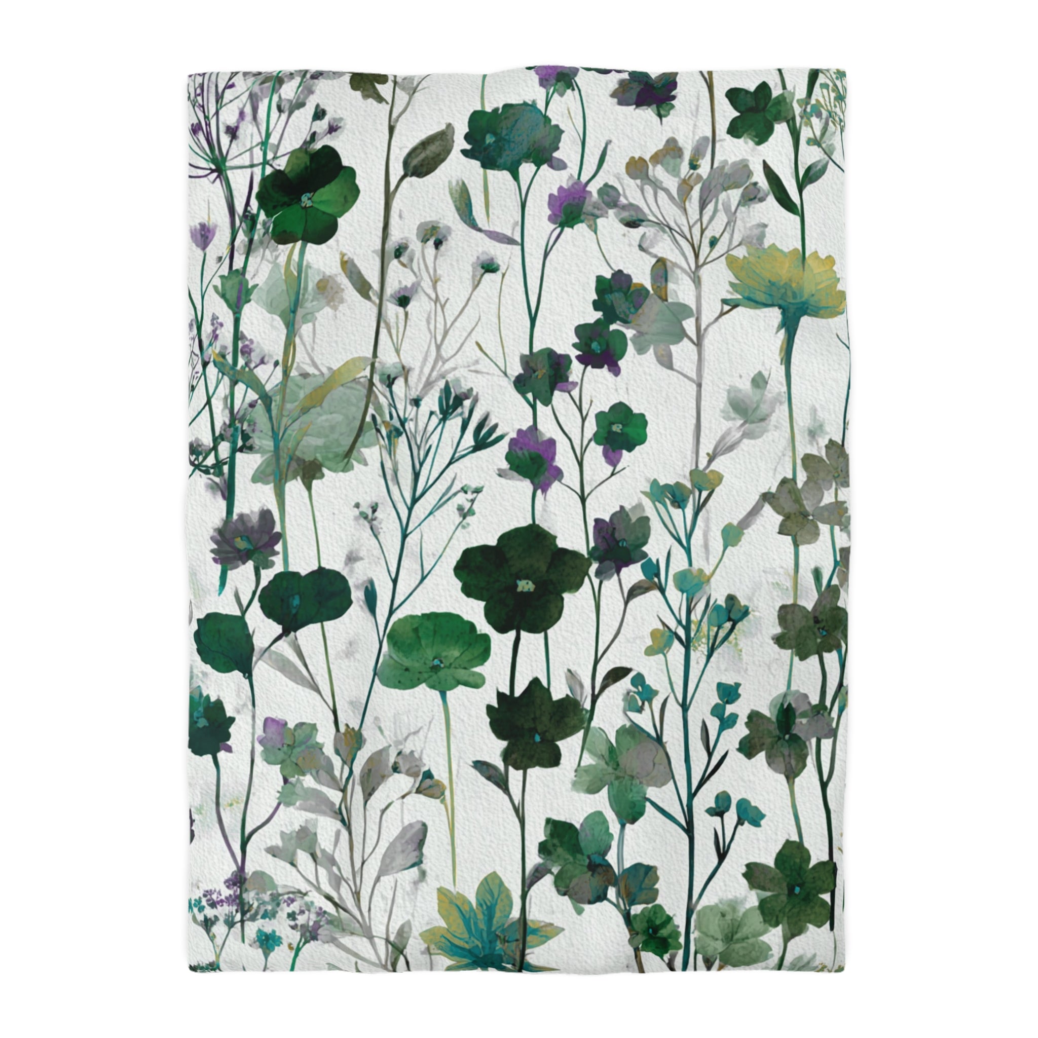Floral Modern Duvet, Pillow Cover | White Green Bedroom Decor
