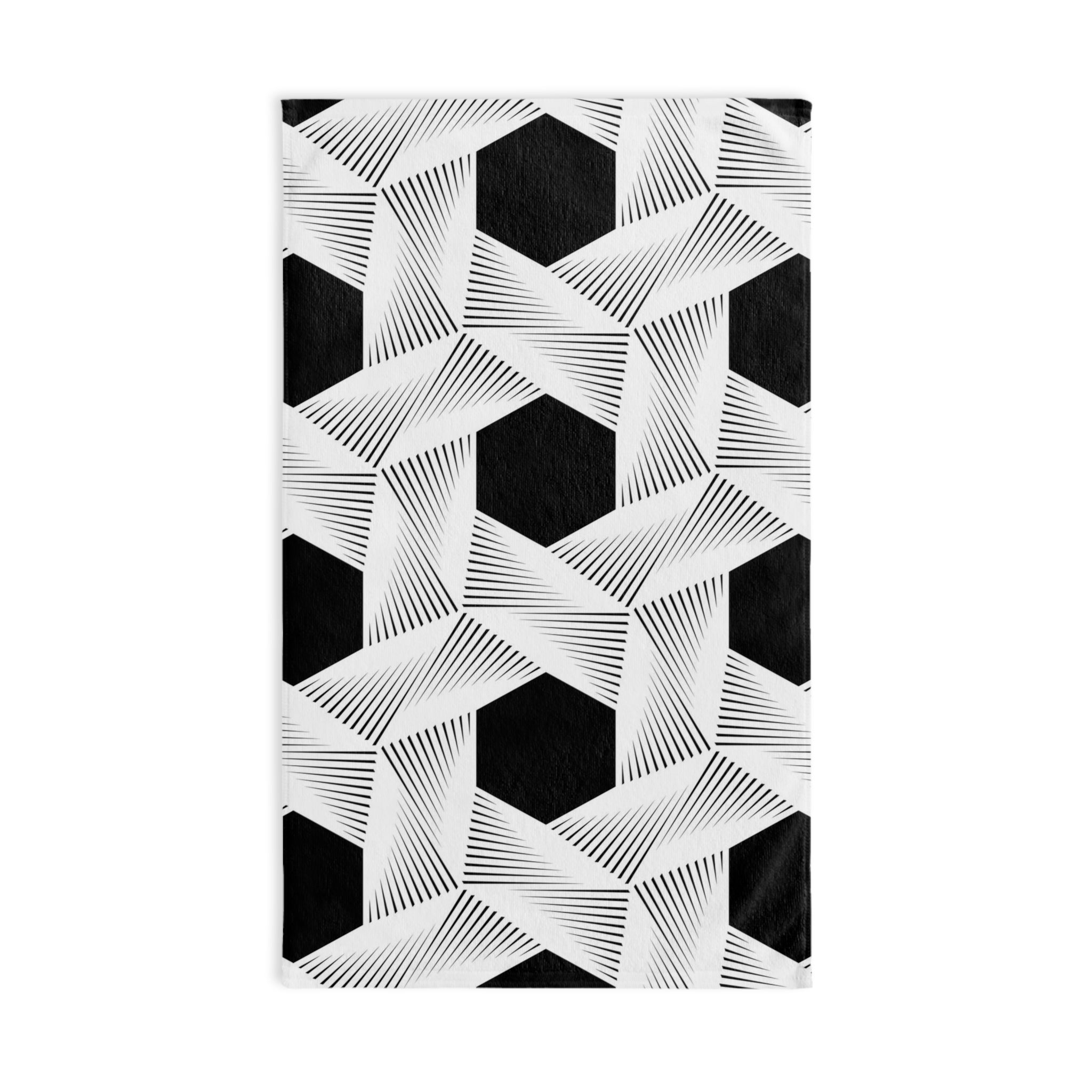 Art Deco, Bath Hand Towel | Black White Minimalist Geometric