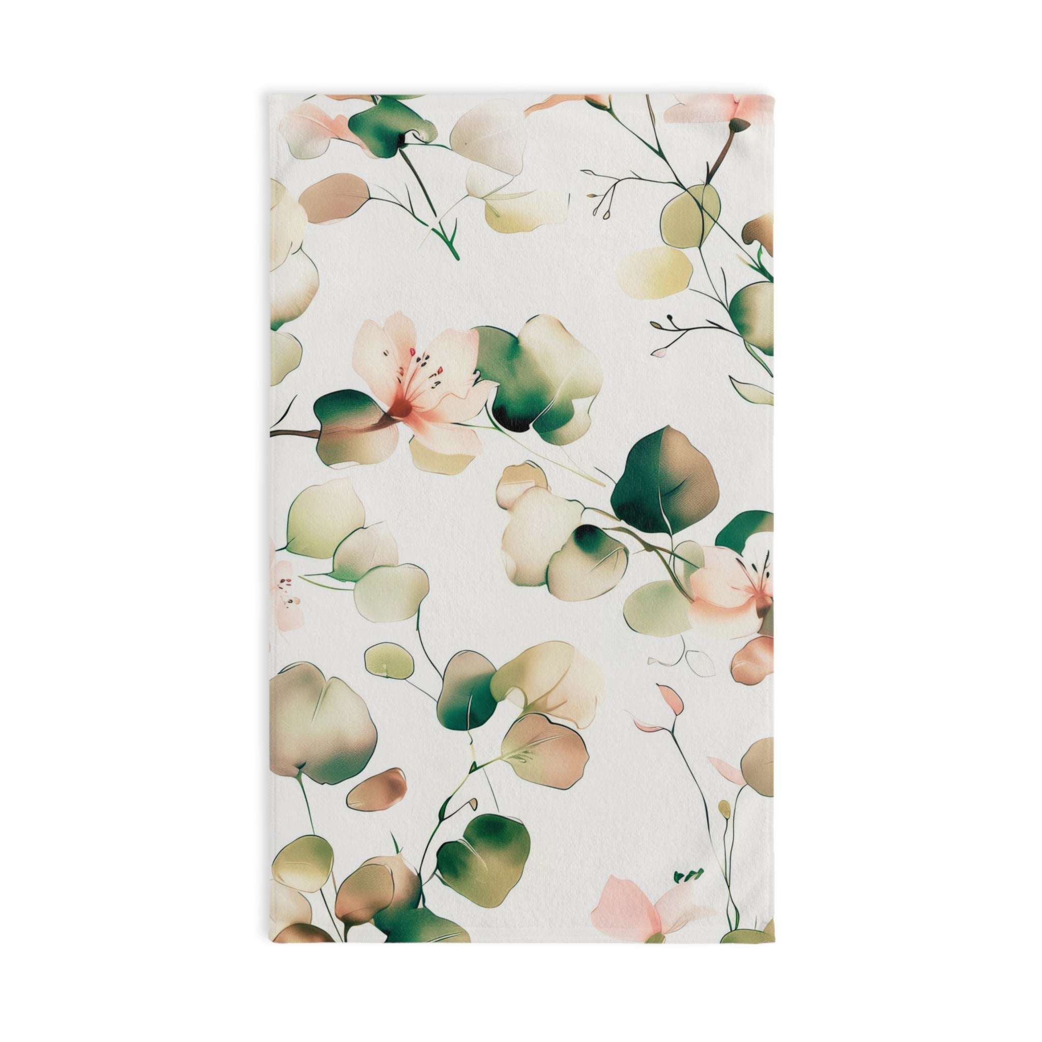 Kitchen, Bath Hand Towel | Floral, Sage Green, Blush Pink, White