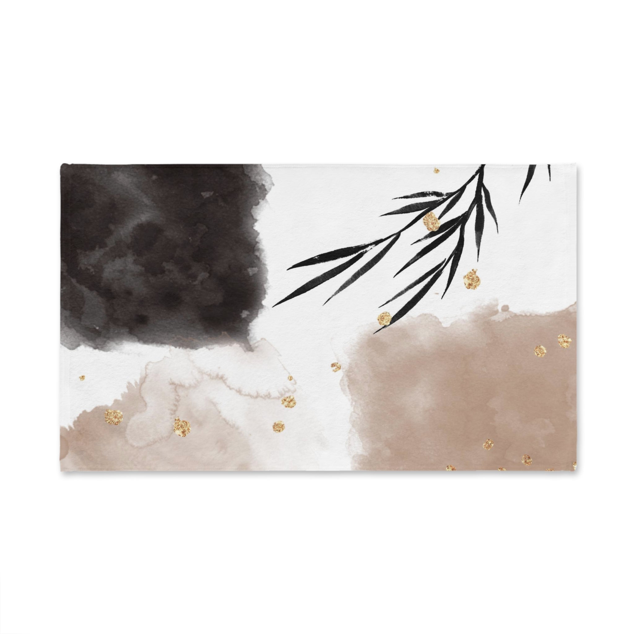 Abstract Kitchen, Bath Hand Towel | Hygge Floral, Black Brown Beige