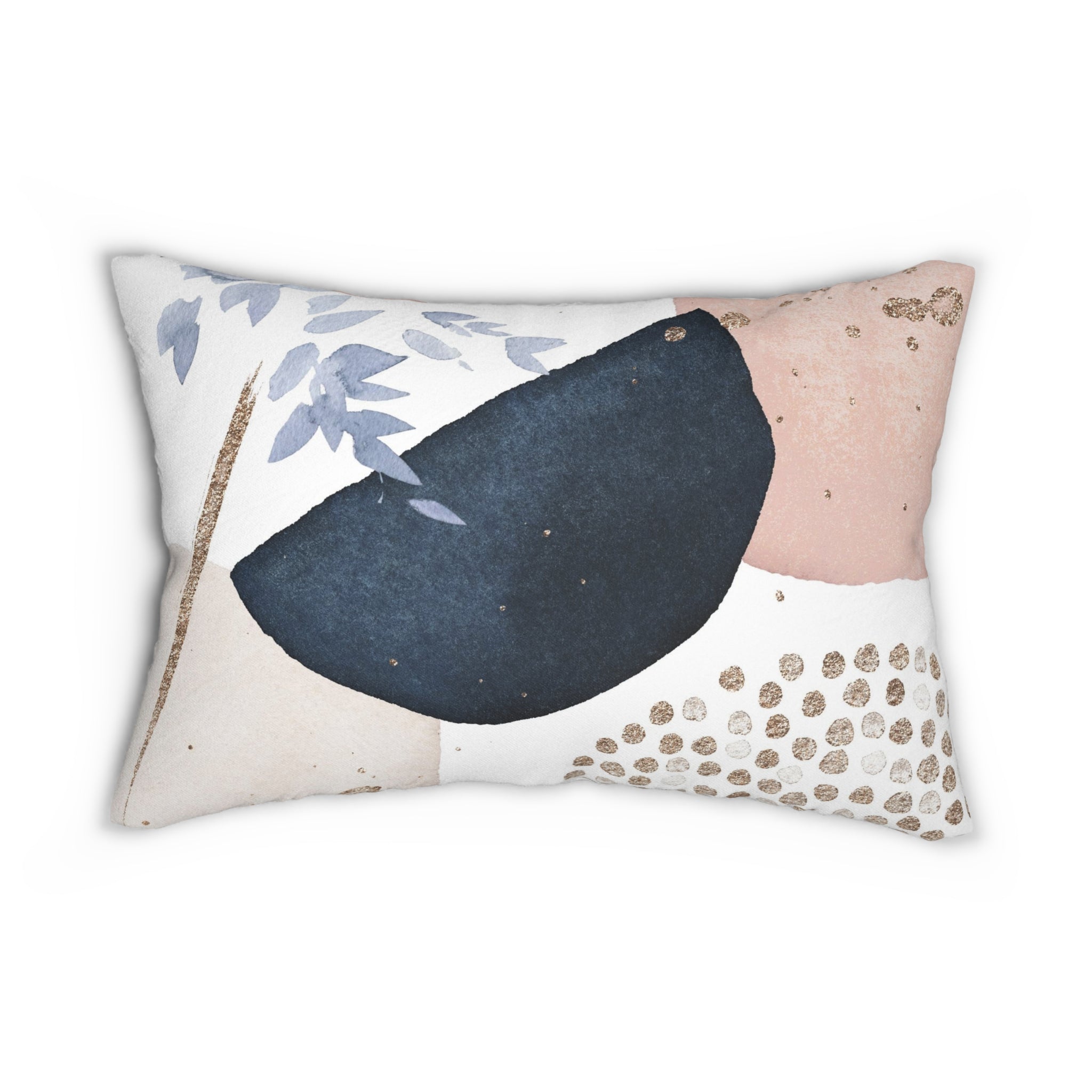 Abstract Lumbar Pillow | Navy Blue, Ivory Blush Pink