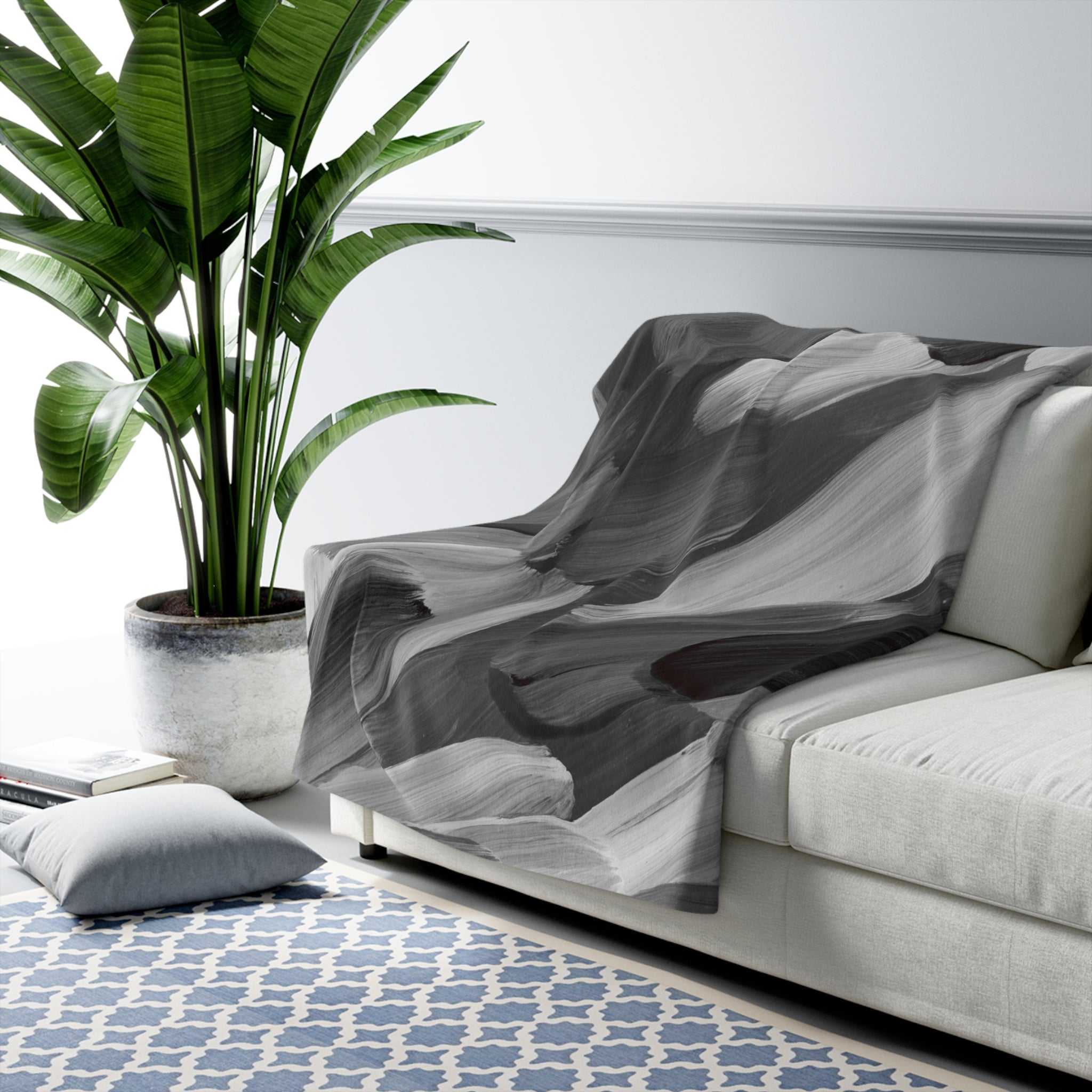 AbstractThrow Blanket | Black Grey Moody