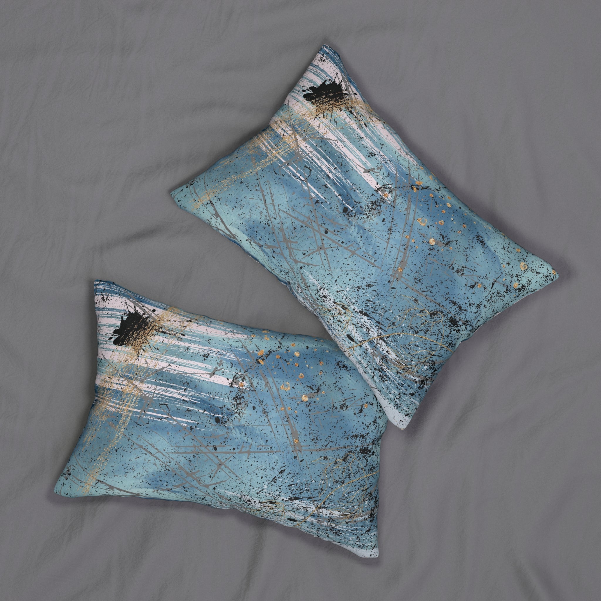 Abstract Lumbar Pillow | Blue Black Pink