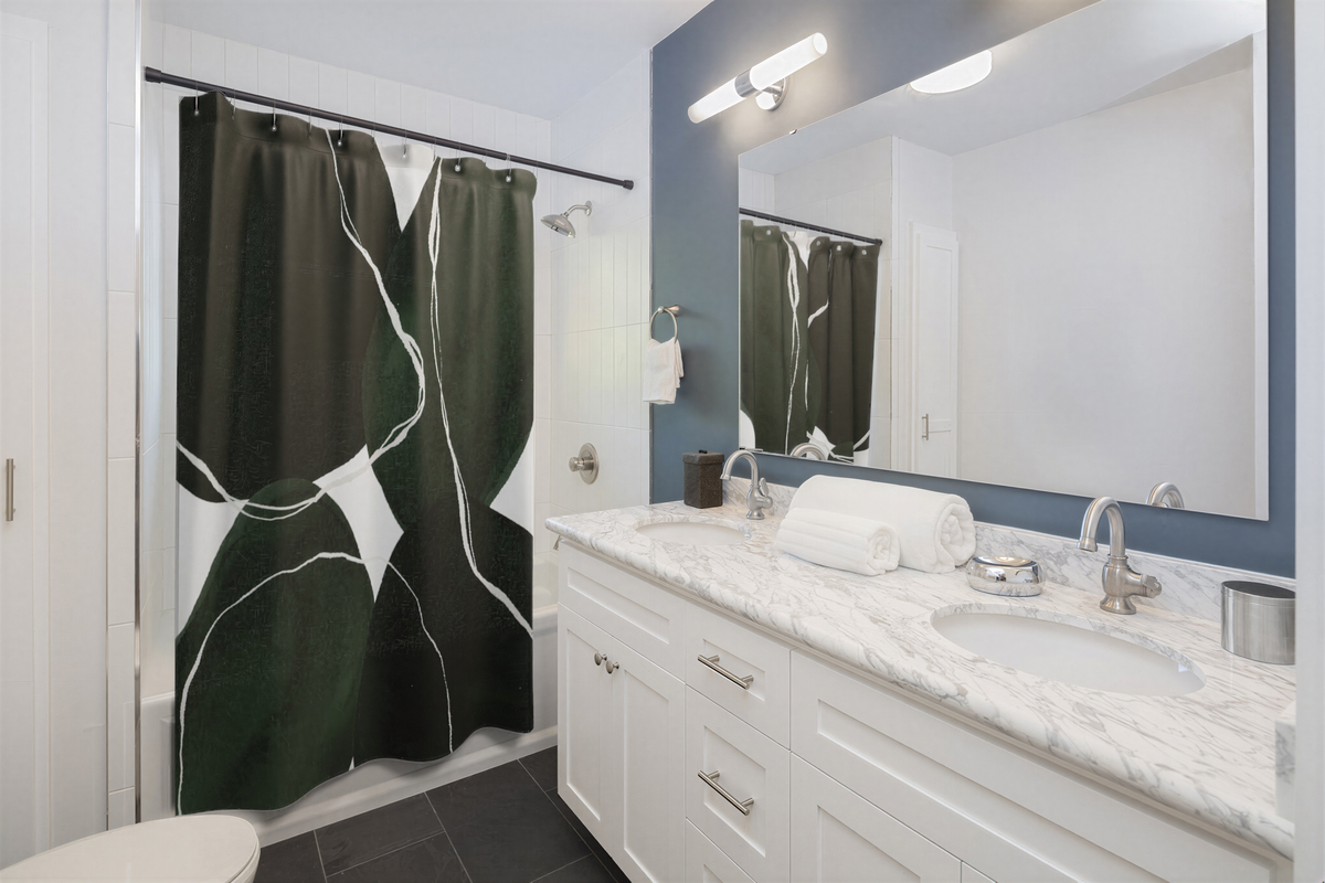 Green Abstract Shapes Shower Curtain