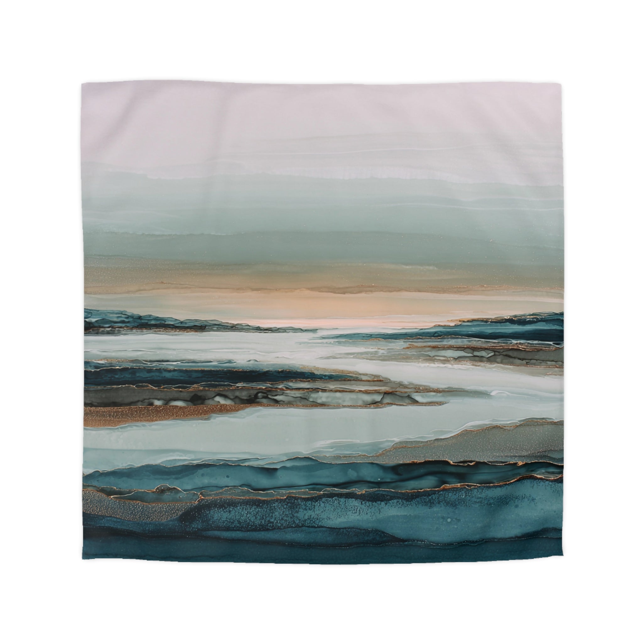 Modern Duvet, Pillow Cover | Blue Beige Bedroom Decor