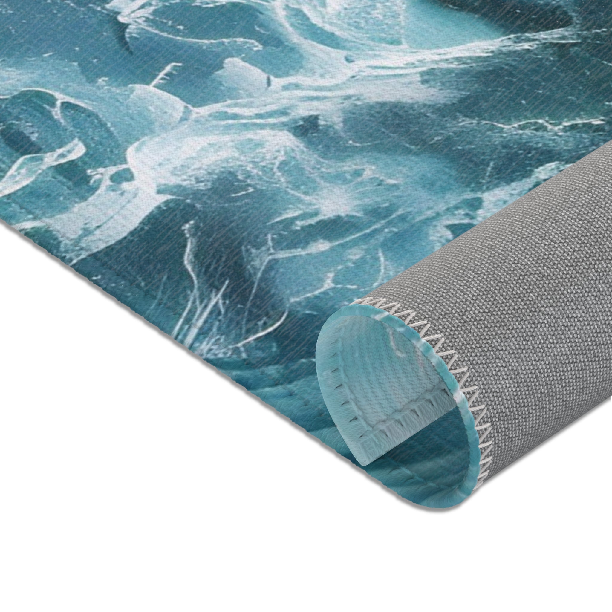 Abstract Ocean Area Rug | Teal Turquoise Sea Blue