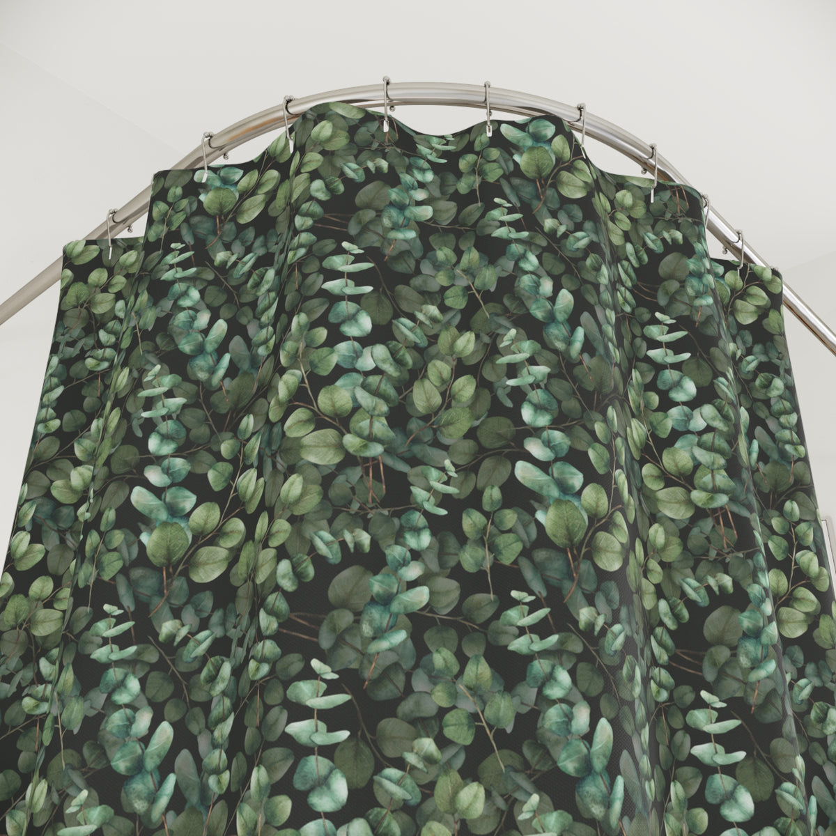 Charcoal Forest Green Eucalyptus Shower Curtain, Bath Curtain 71x74