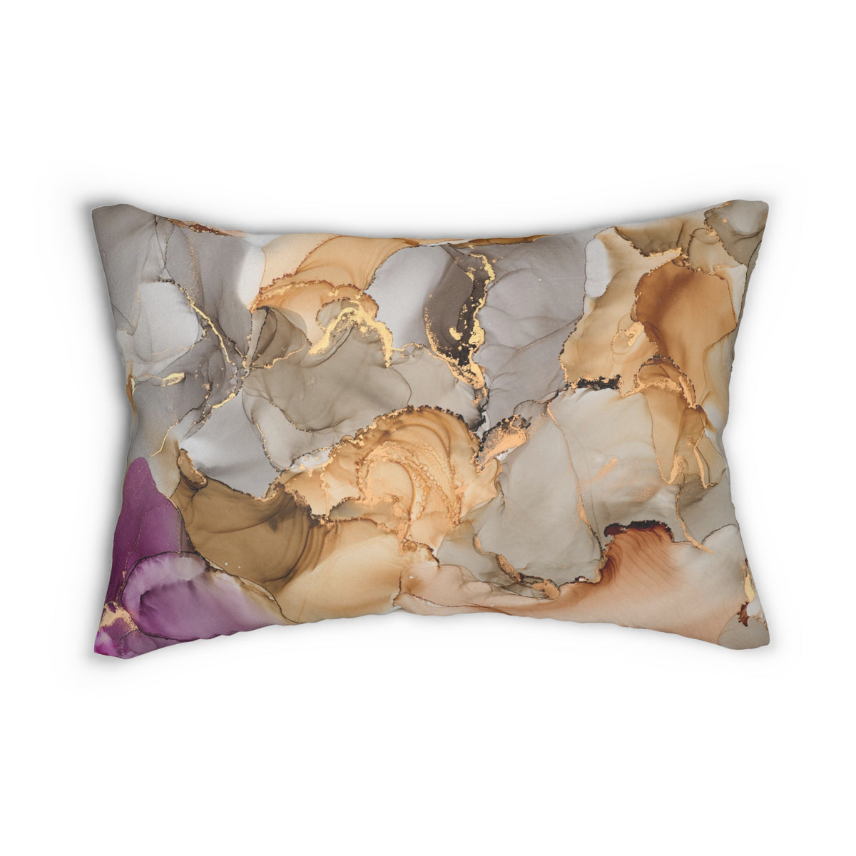 a decorative pillow with an abstract, colorful design.