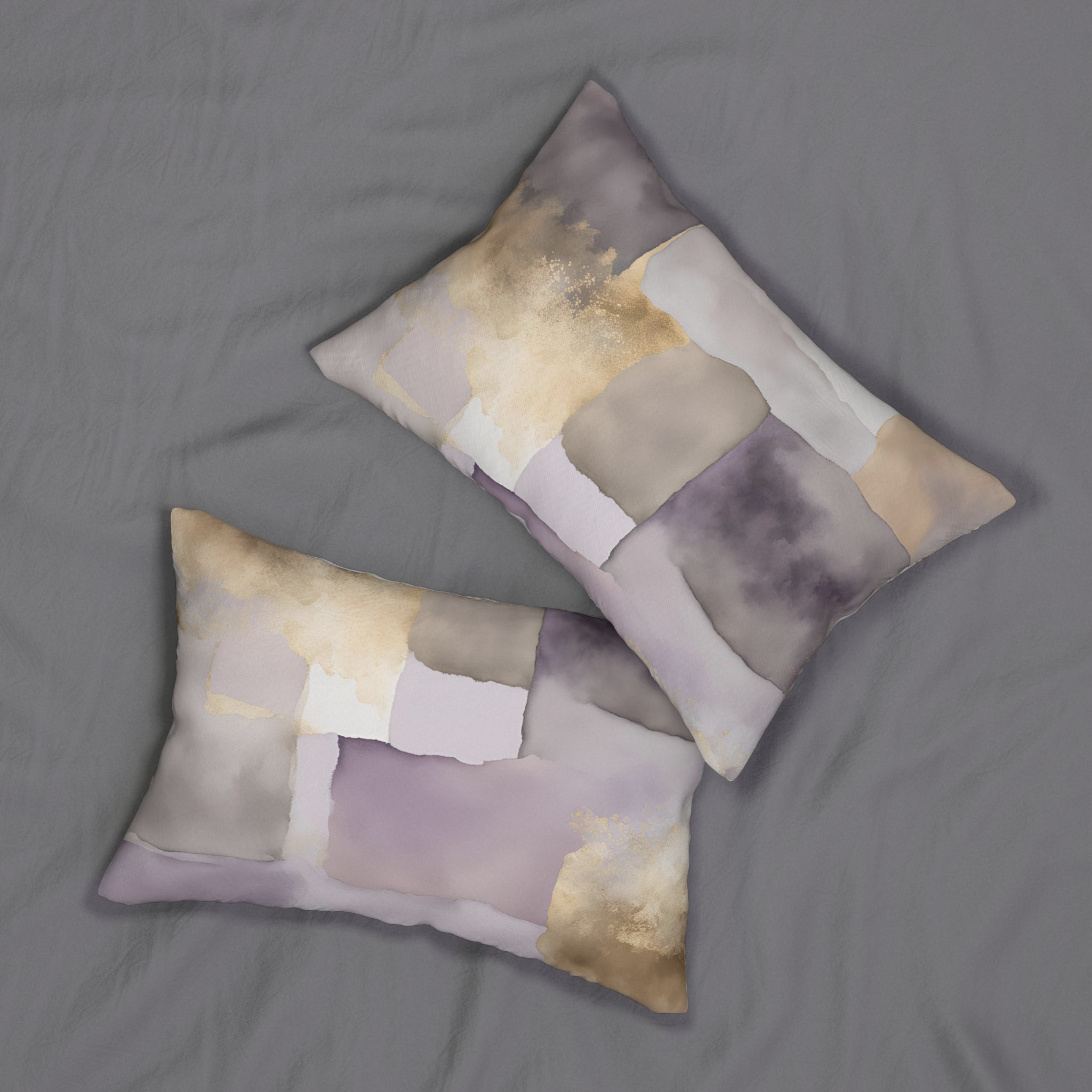 Abstract Lumbar Pillow | Beige, Lavender Lilac Purple Grey