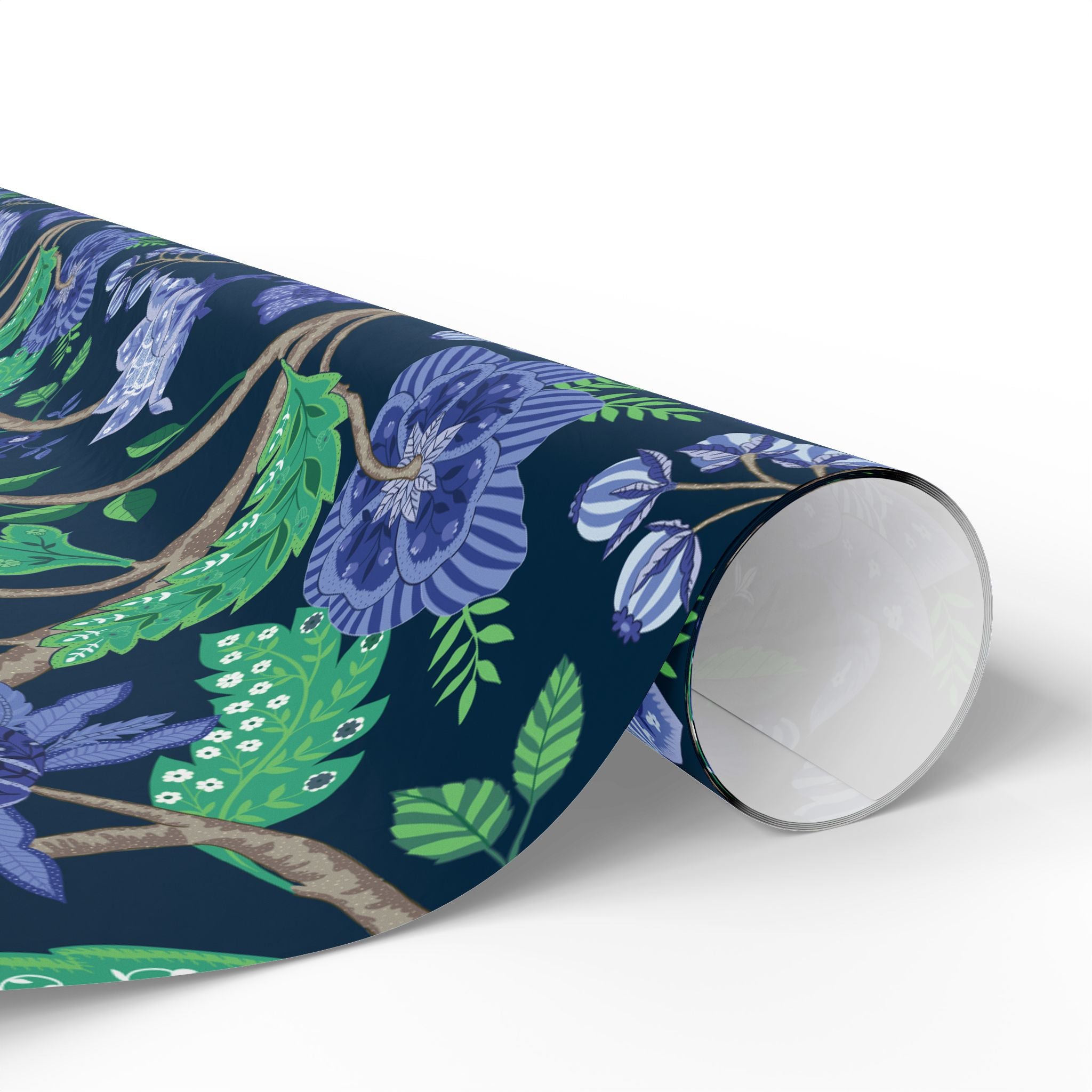 Wrapping Paper | Blue Green Floral Gift Wrap for the Holidays, Birthdays