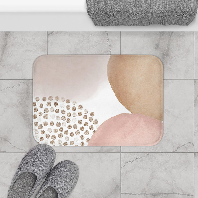 Abstract Bath Mat, Kitchen Mat | Blush Pink Beige Mat