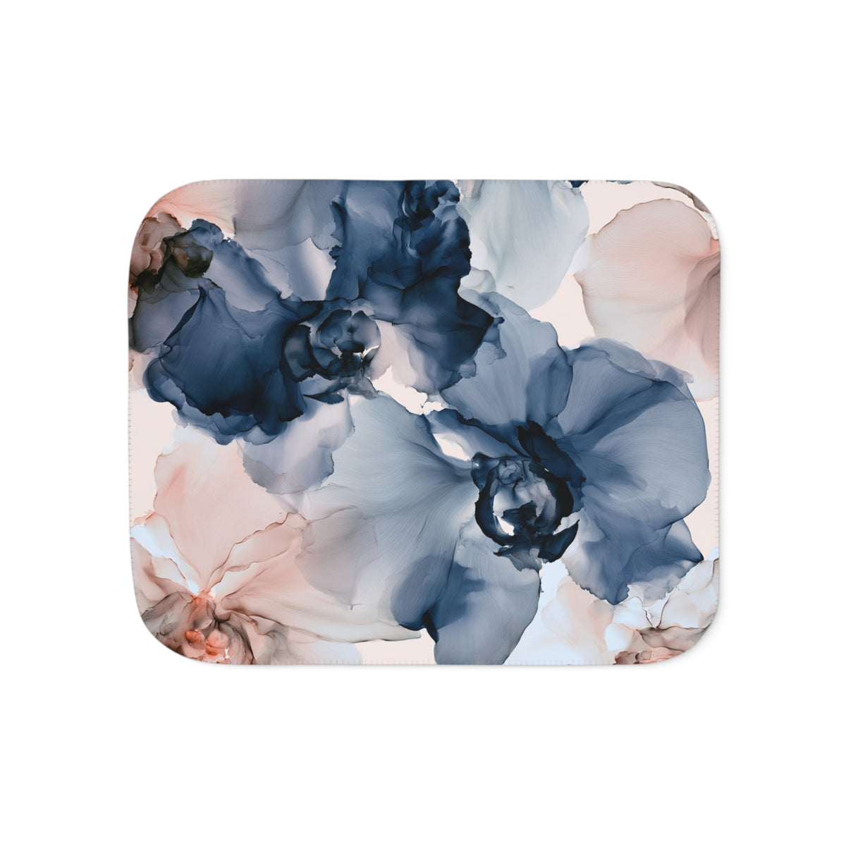 a blue and pink flower on a white background