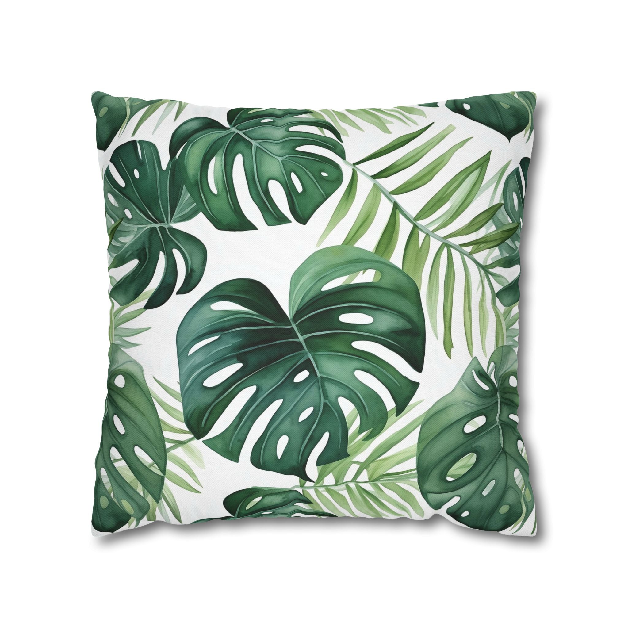Green Monsteral Jungle Pillow Cover | Floral Pillowcase