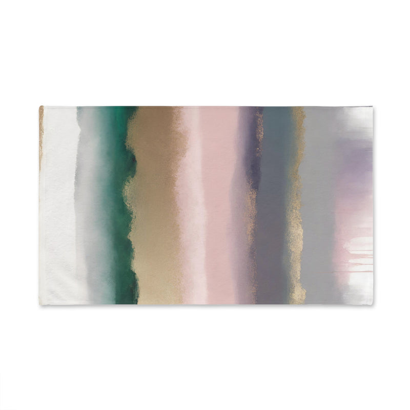 Boho Abstract Kitchen, Bath Hand Towel | Green Pink Gray