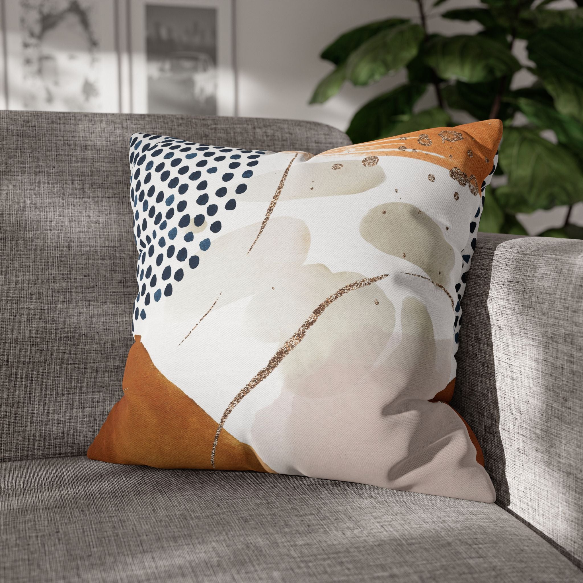 Abstract Throw Pillow Cover, Neutral Modern Organic Decor Cushion